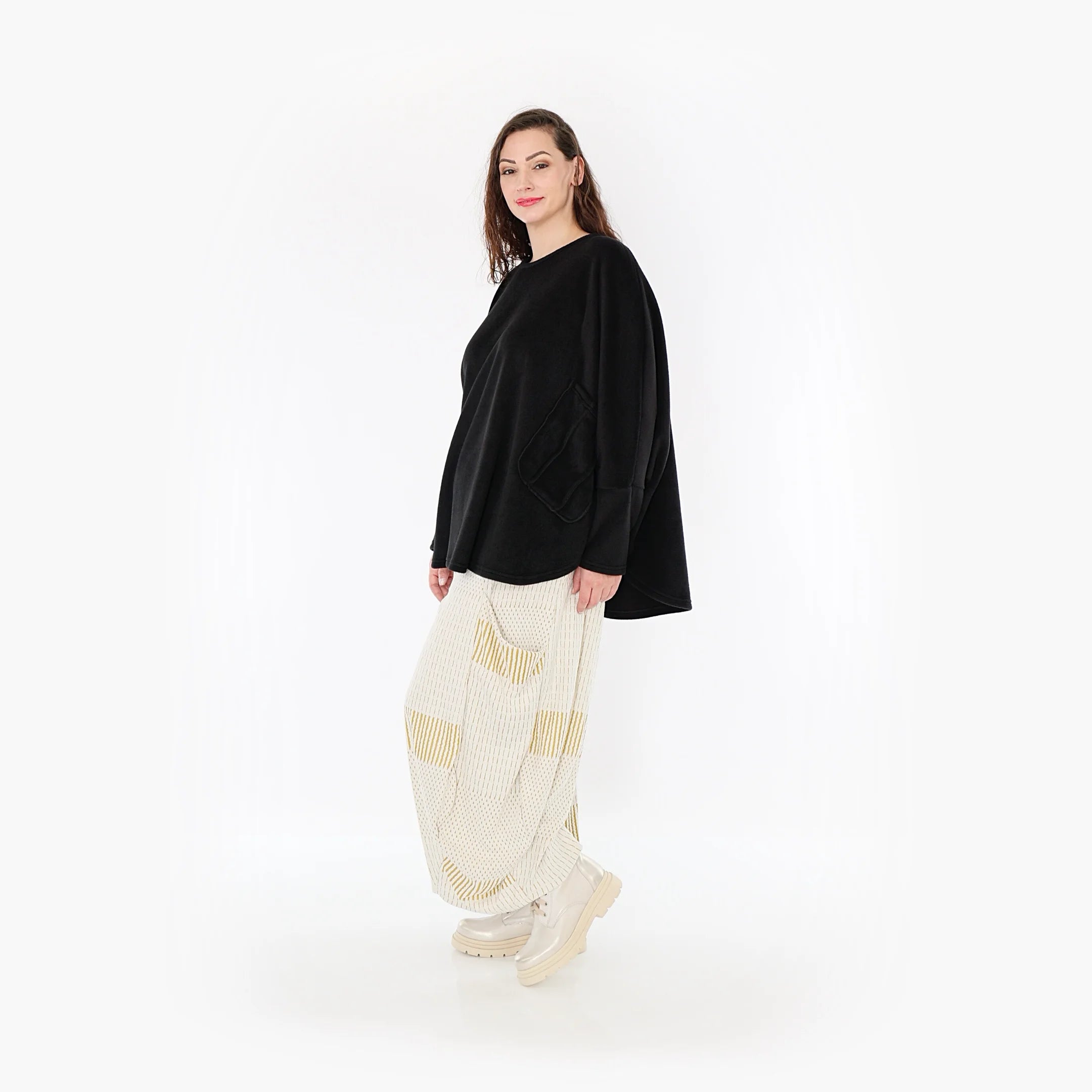  Ballonhose von AKH Fashion aus Viskose, 1377.08069, Senf-Ecru, Gerippt, Schick, Modern