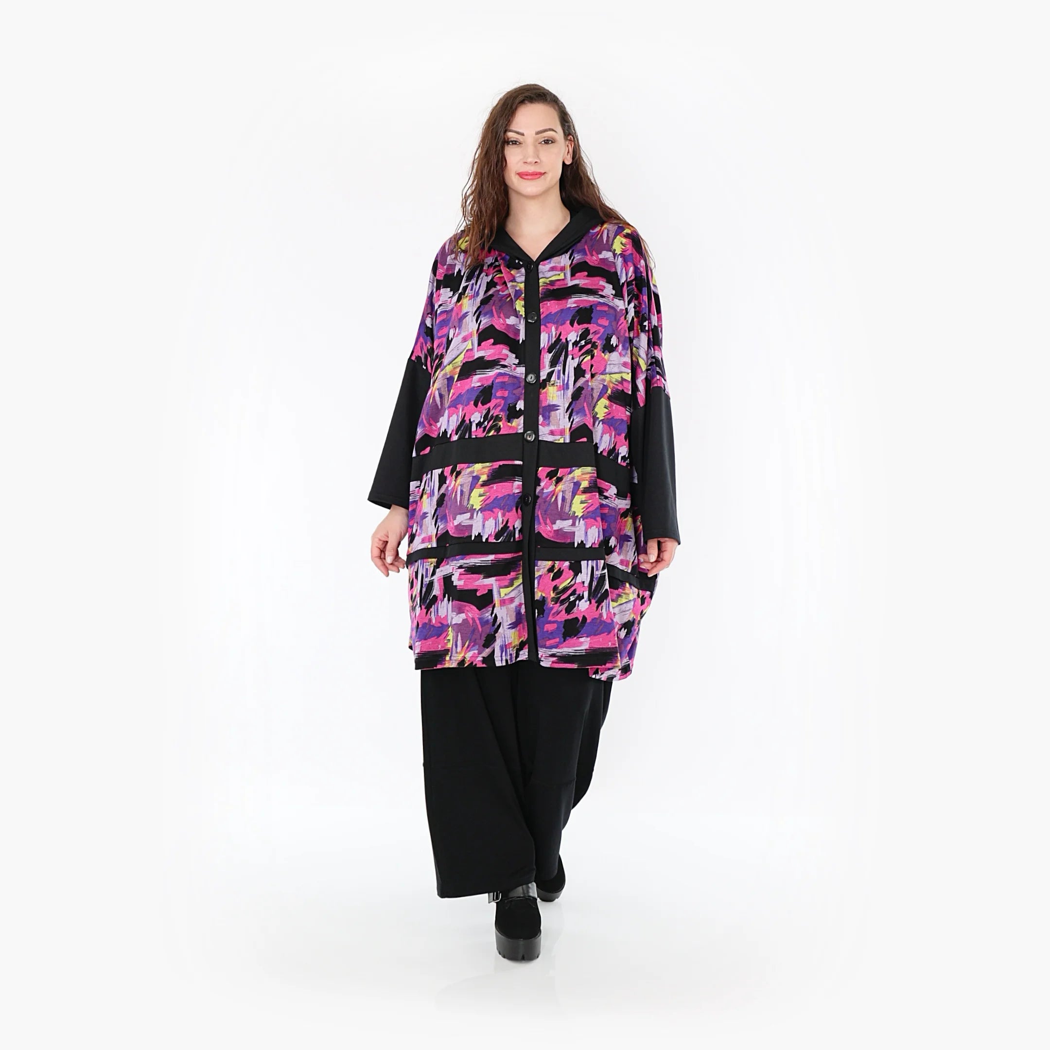  AKH Fashion Jacke in gerader Form, aus Viskose, 1381.06857, Fuchsia, Grafik, Schick