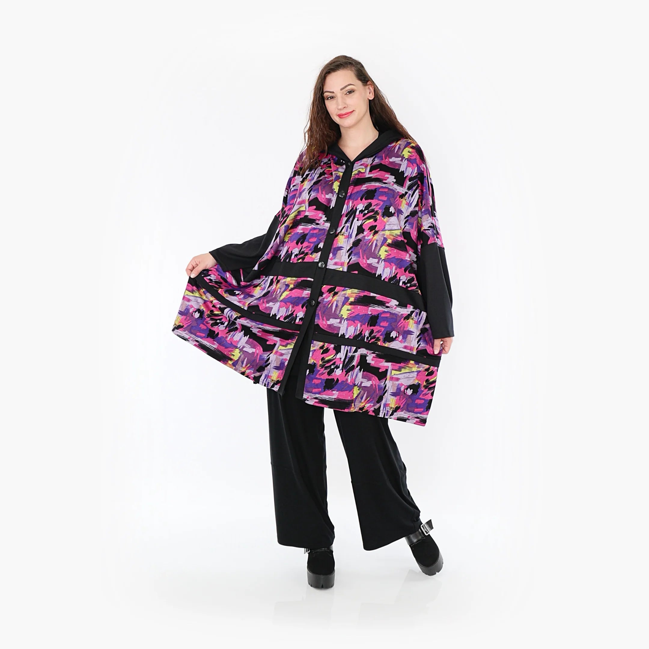  AKH Fashion Jacke in gerader Form, aus Viskose, 1381.06857, Fuchsia, Grafik, Schick