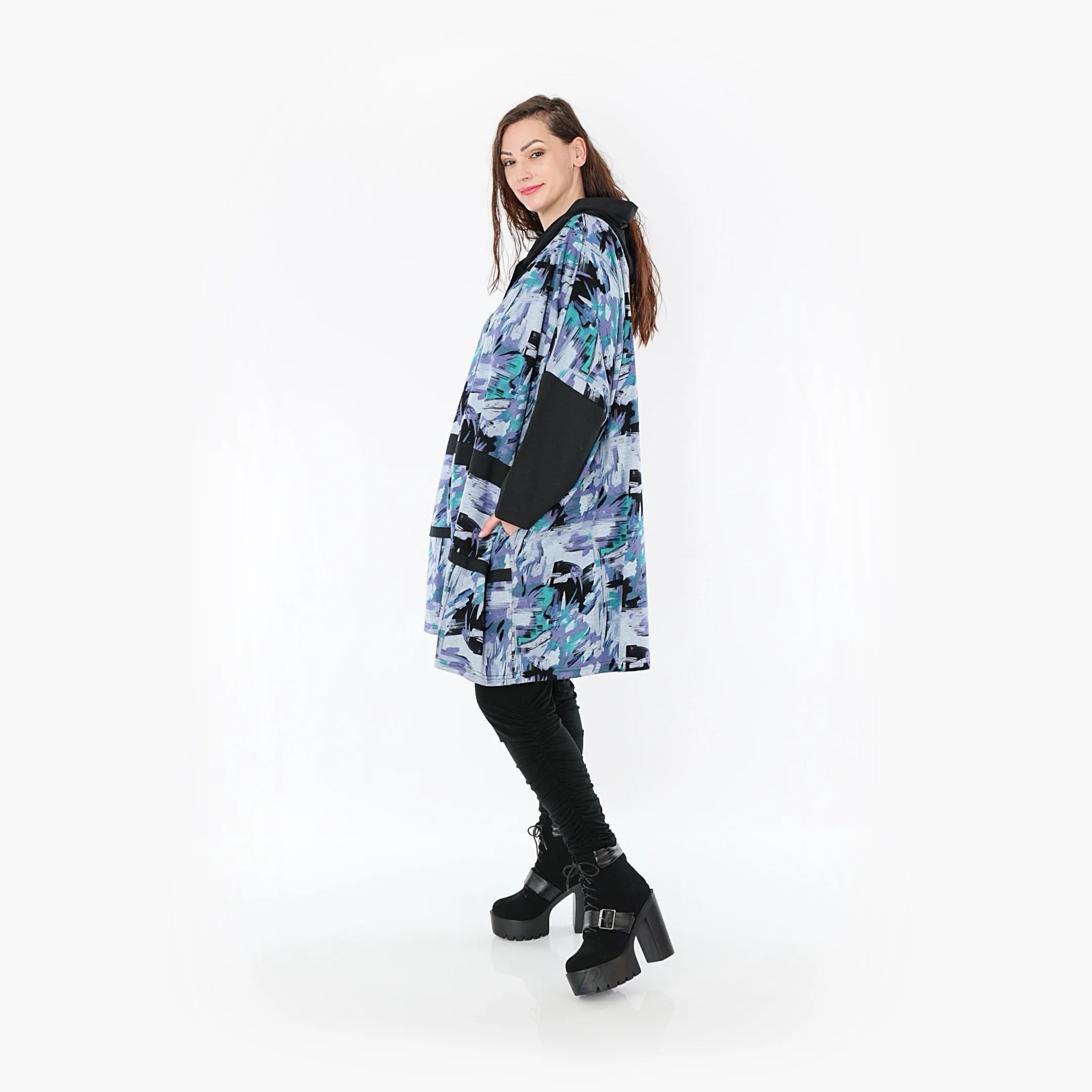  AKH Fashion Jacke in gerader Form, aus Viskose, 1381.06857, Petrol, Grafik, Schick
