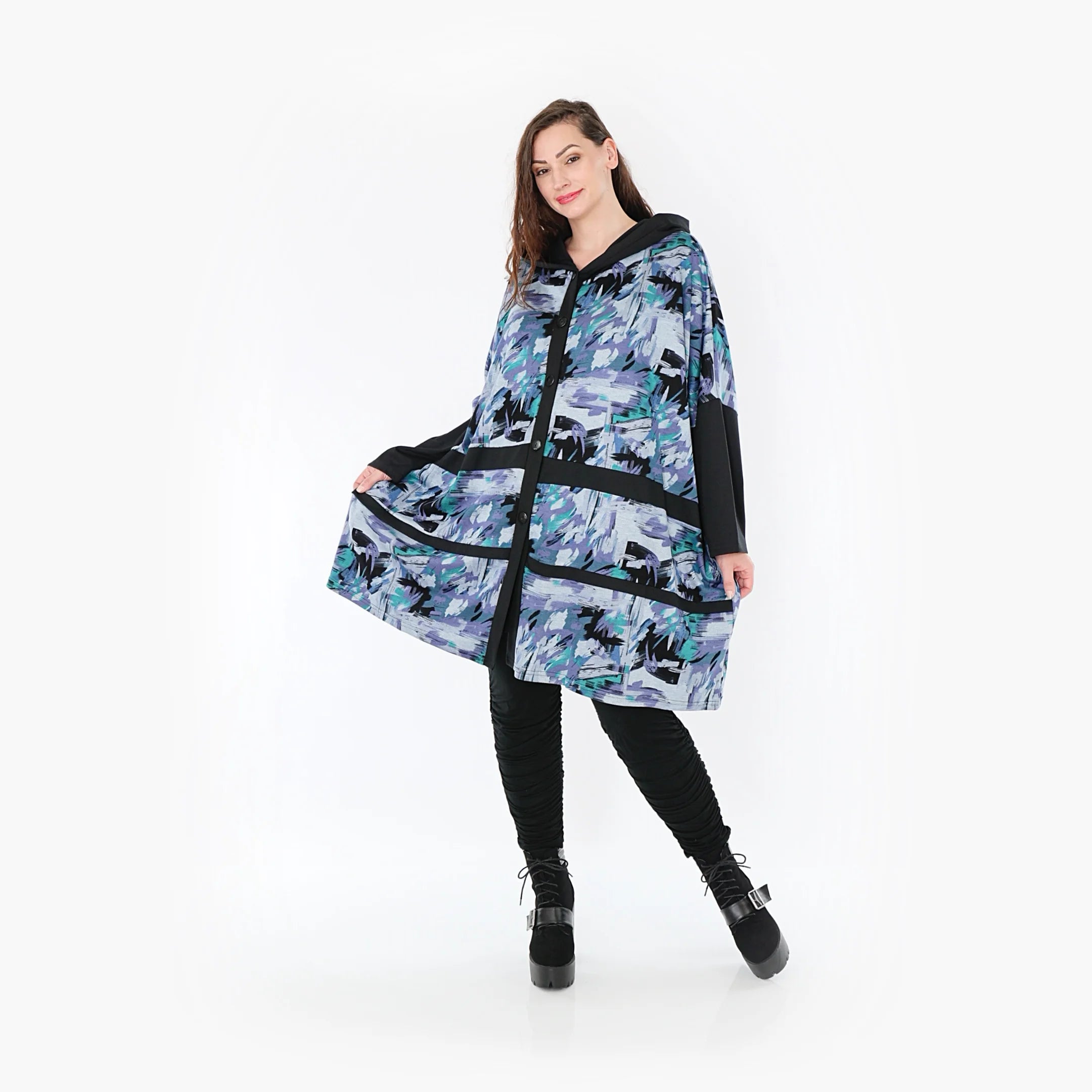  AKH Fashion Jacke in gerader Form, aus Viskose, 1381.06857, Petrol, Grafik, Schick