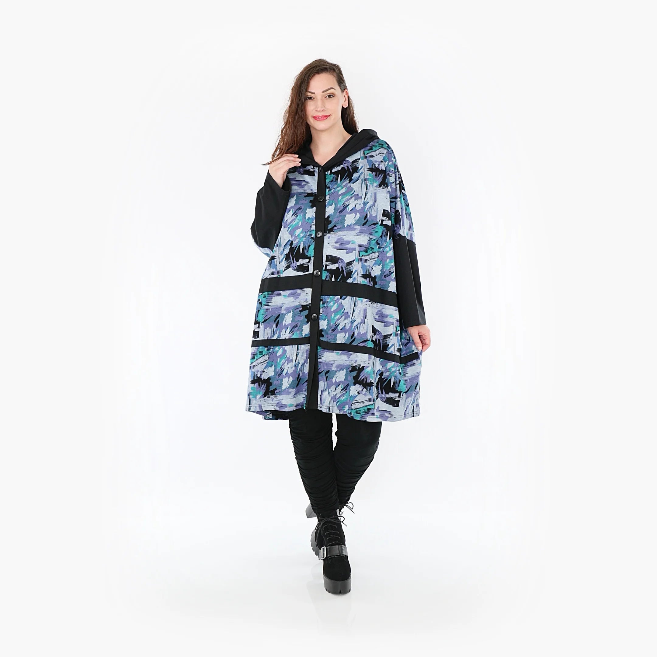  AKH Fashion Jacke in gerader Form, aus Viskose, 1381.06857, Petrol, Grafik, Schick