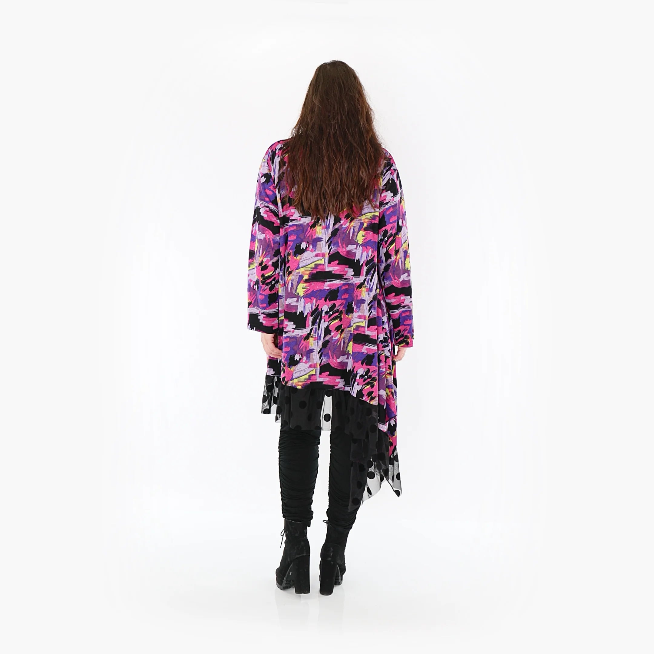  AKH Fashion Kleid in asymmetrischer Form, aus Viskose, 1381.06875, Fuchsia, Grafik