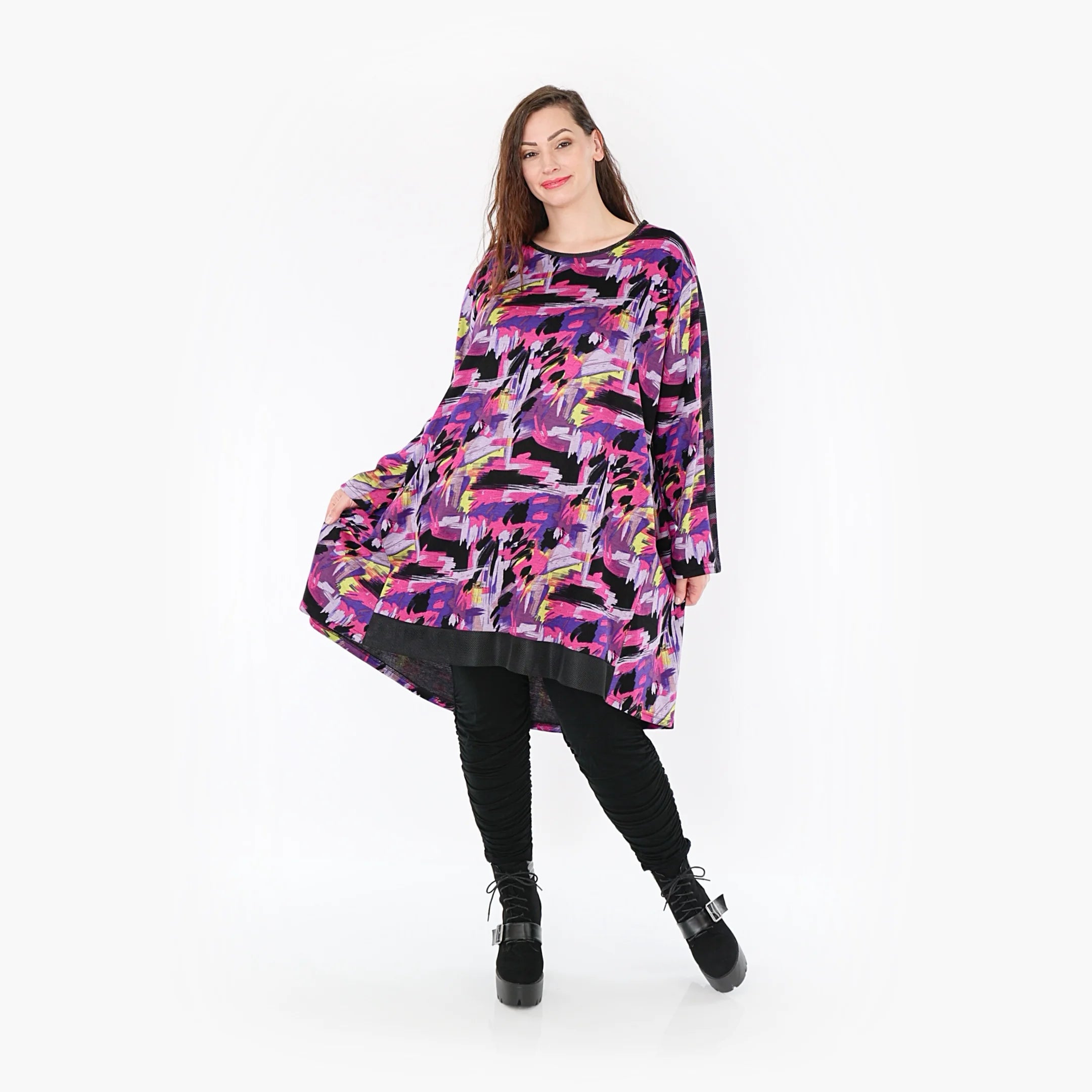  AKH Fashion Shirt in gerader Form, aus Viskose, 1381.06886, Fuchsia, Grafik, Schick