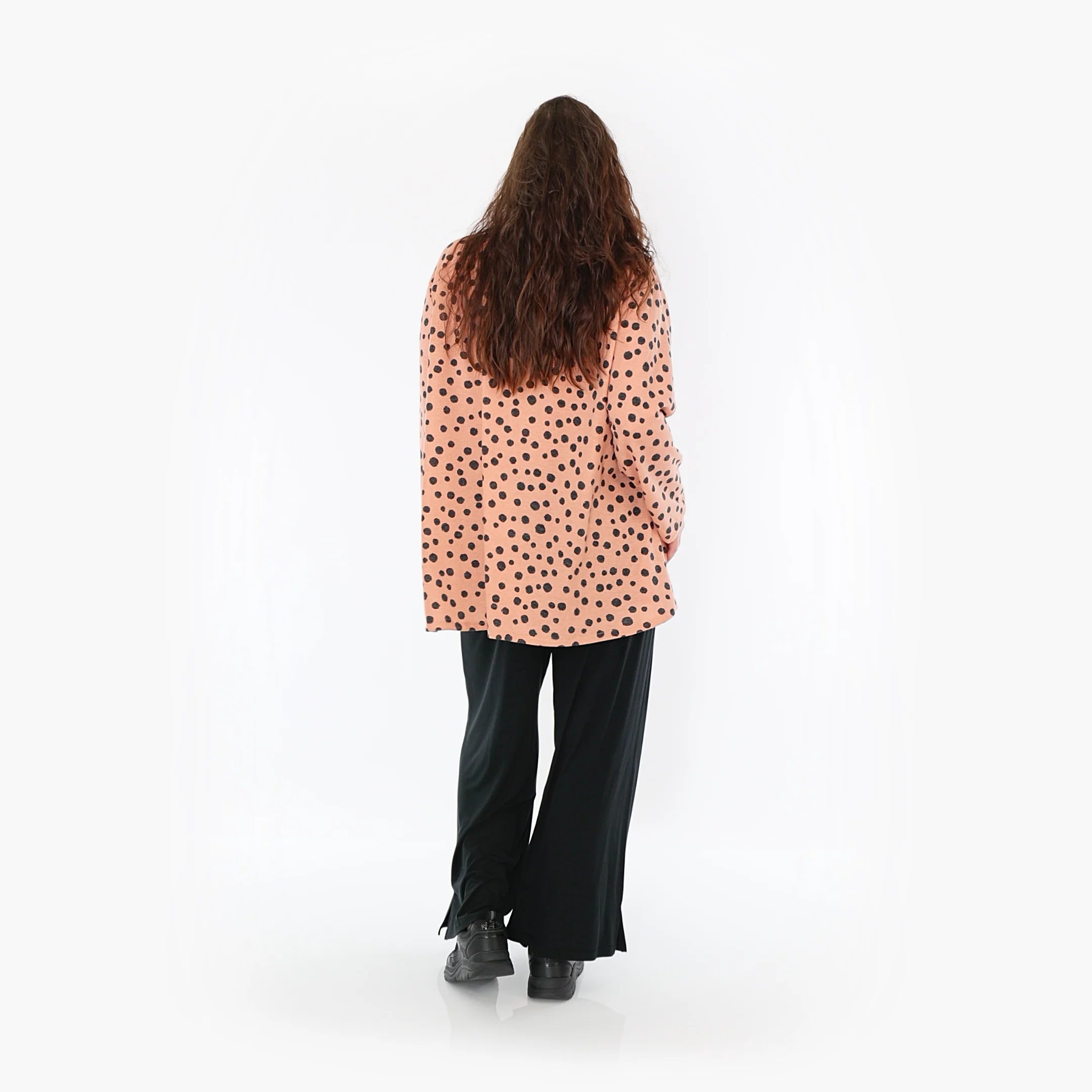  AKH Fashion Shirt in Glocken-Form, aus Materialmix, 1382.01892, Altrosa-Anthrazit, Punkte