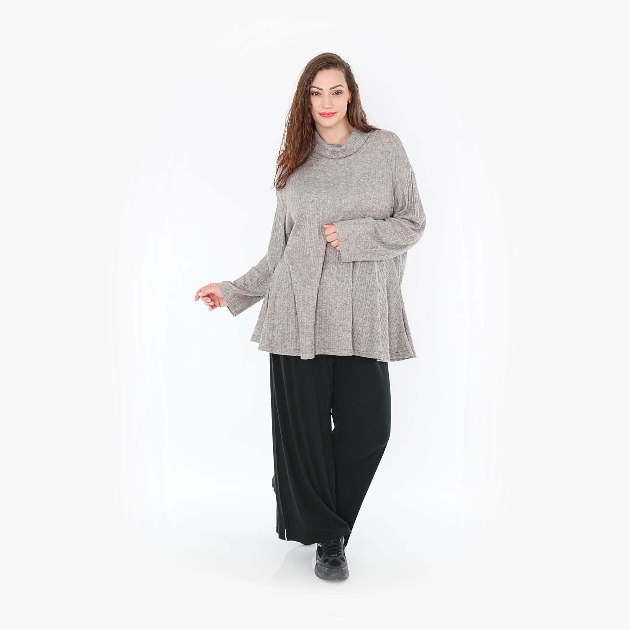  AKH Fashion Shirt in Glocken-Form, aus Polyurethan, 1384.1892R, Grau, Gerippt, Schick