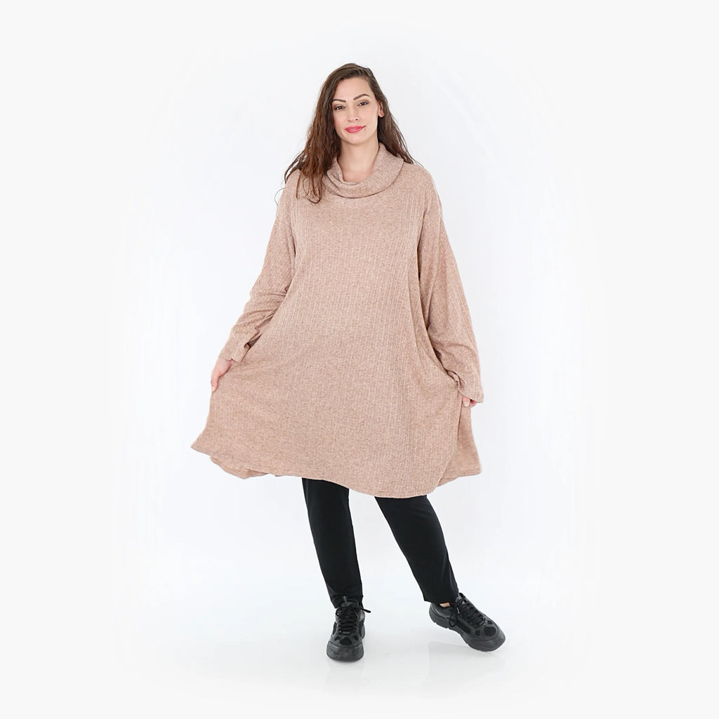  A-Form Bigshirt von AKH Fashion aus Polyurethan, 1384.02666, Taupe, Gerippt, Schick, Modern