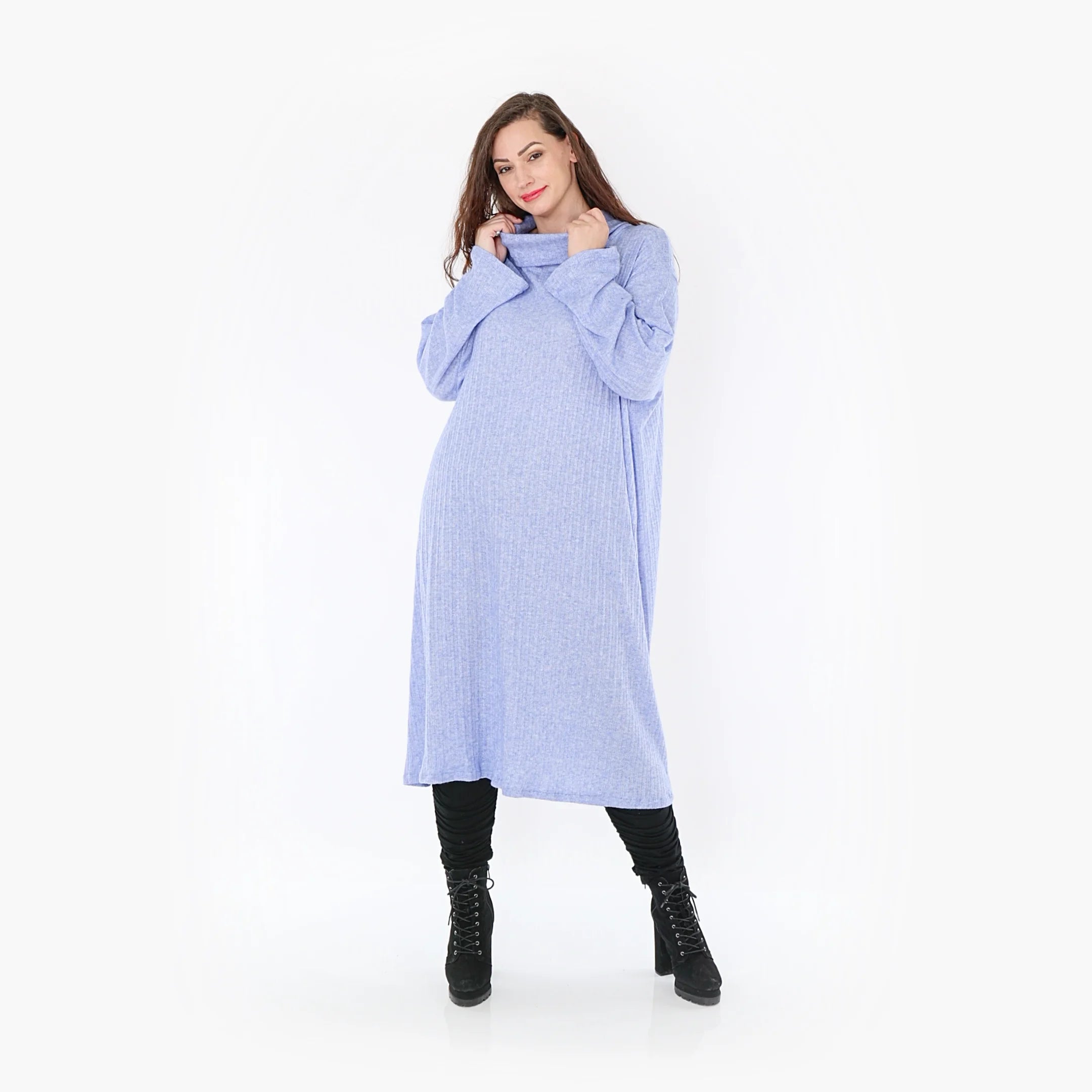  AKH Fashion Kleid in gerader Form, aus Polyurethan, 1384.6649R, Blau, Gerippt, Schick