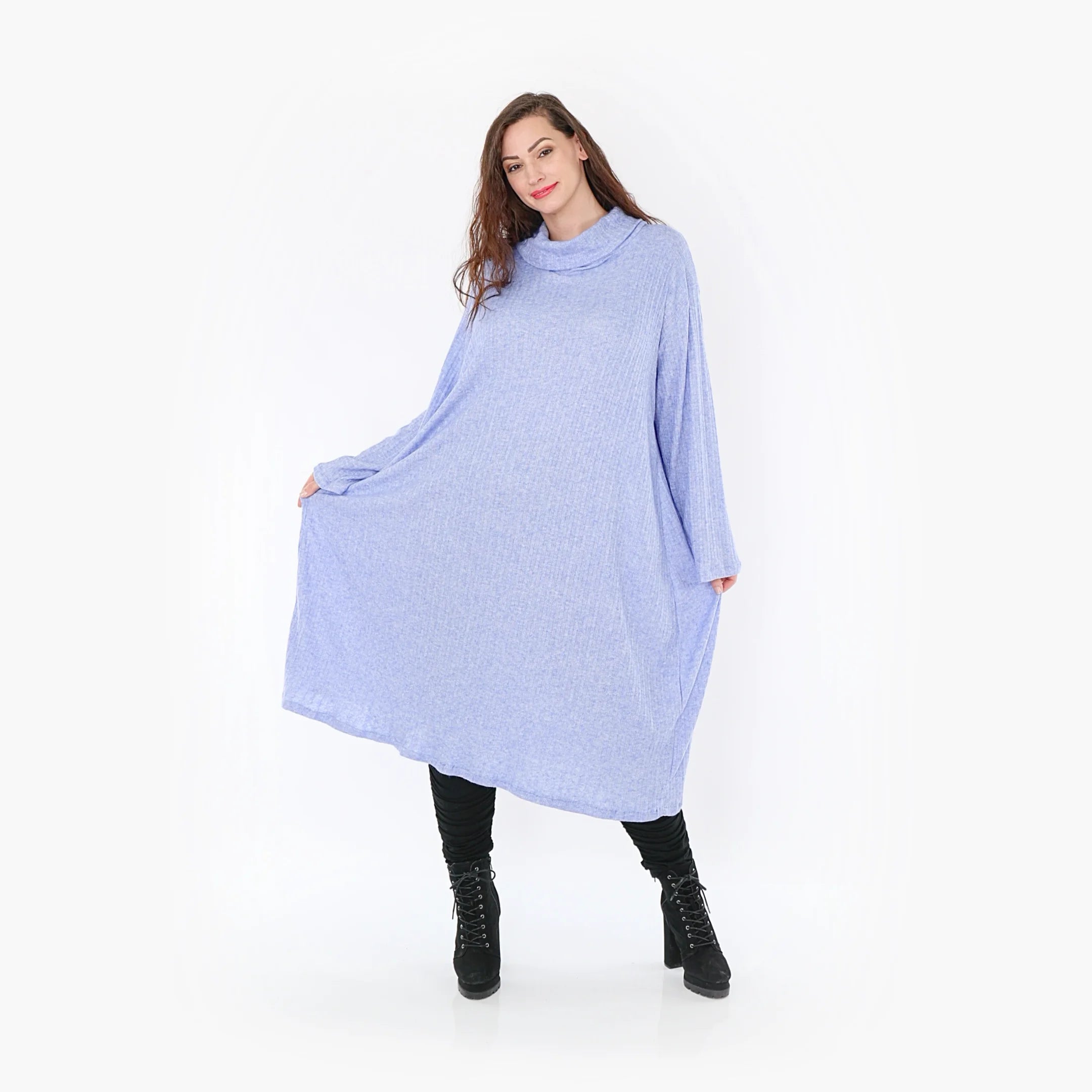  AKH Fashion Kleid in gerader Form, aus Polyurethan, 1384.6649R, Blau, Gerippt, Schick