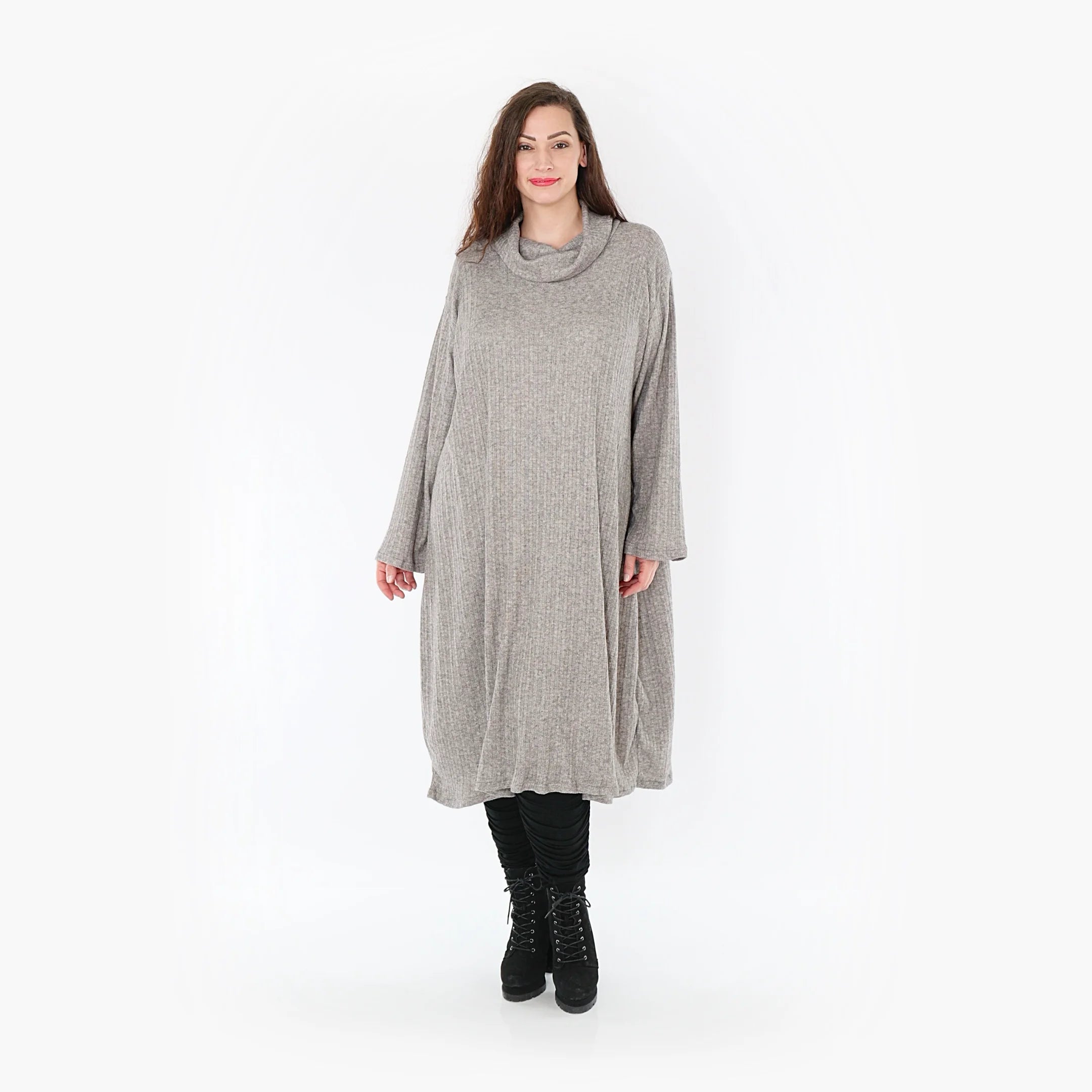  AKH Fashion Kleid in gerader Form, aus Polyurethan, 1384.6649R, Grau, Gerippt, Schick