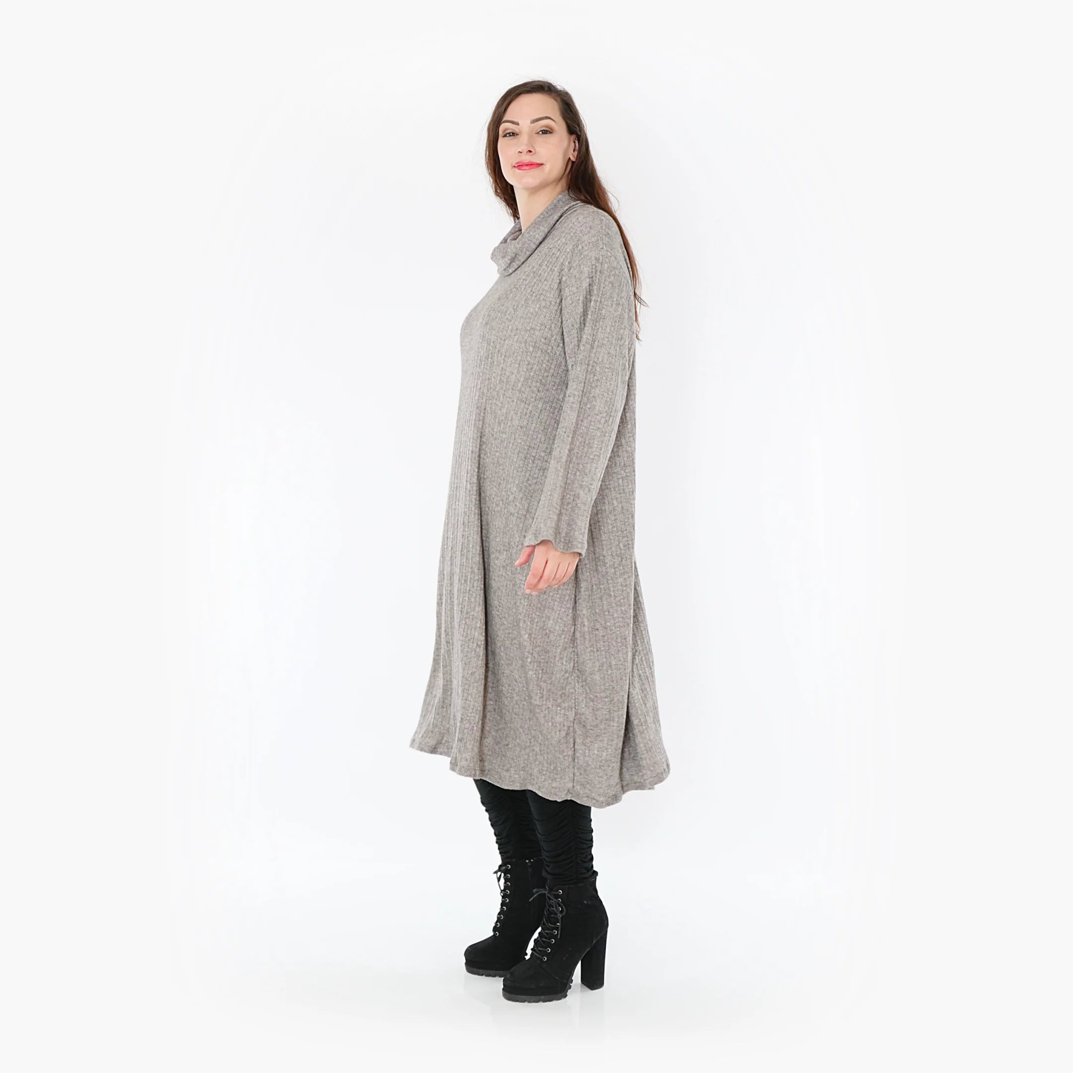  AKH Fashion Kleid in gerader Form, aus Polyurethan, 1384.6649R, Grau, Gerippt, Schick