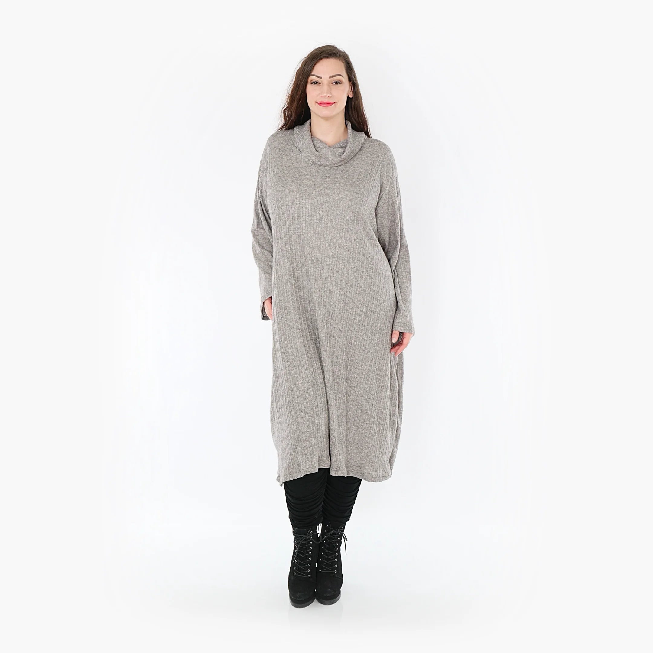  AKH Fashion Kleid in gerader Form, aus Polyurethan, 1384.6649R, Grau, Gerippt, Schick