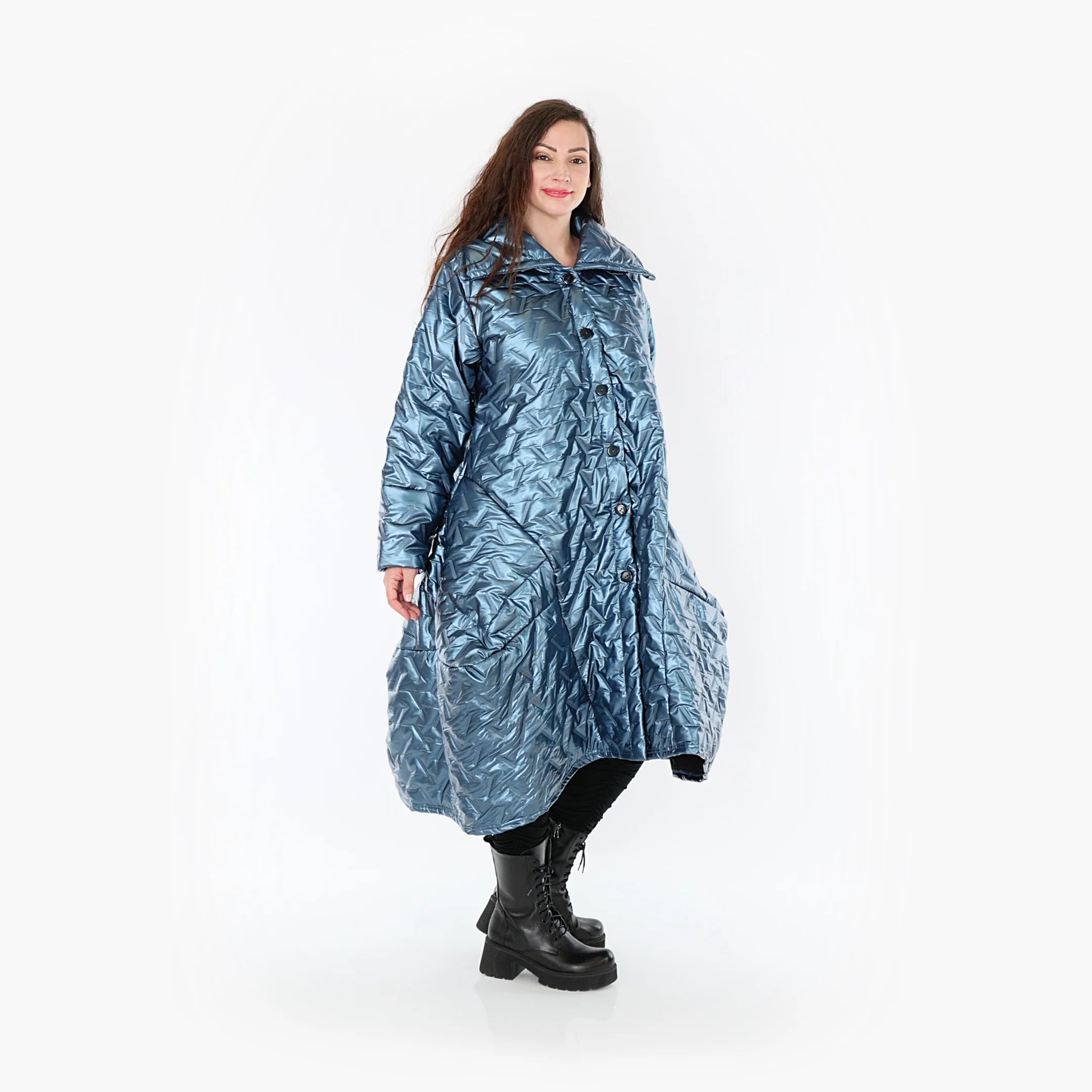  Ballonmantel von AKH Fashion aus Polyester, 1387.03023, Eisblau, Grafik, Schick, Modern