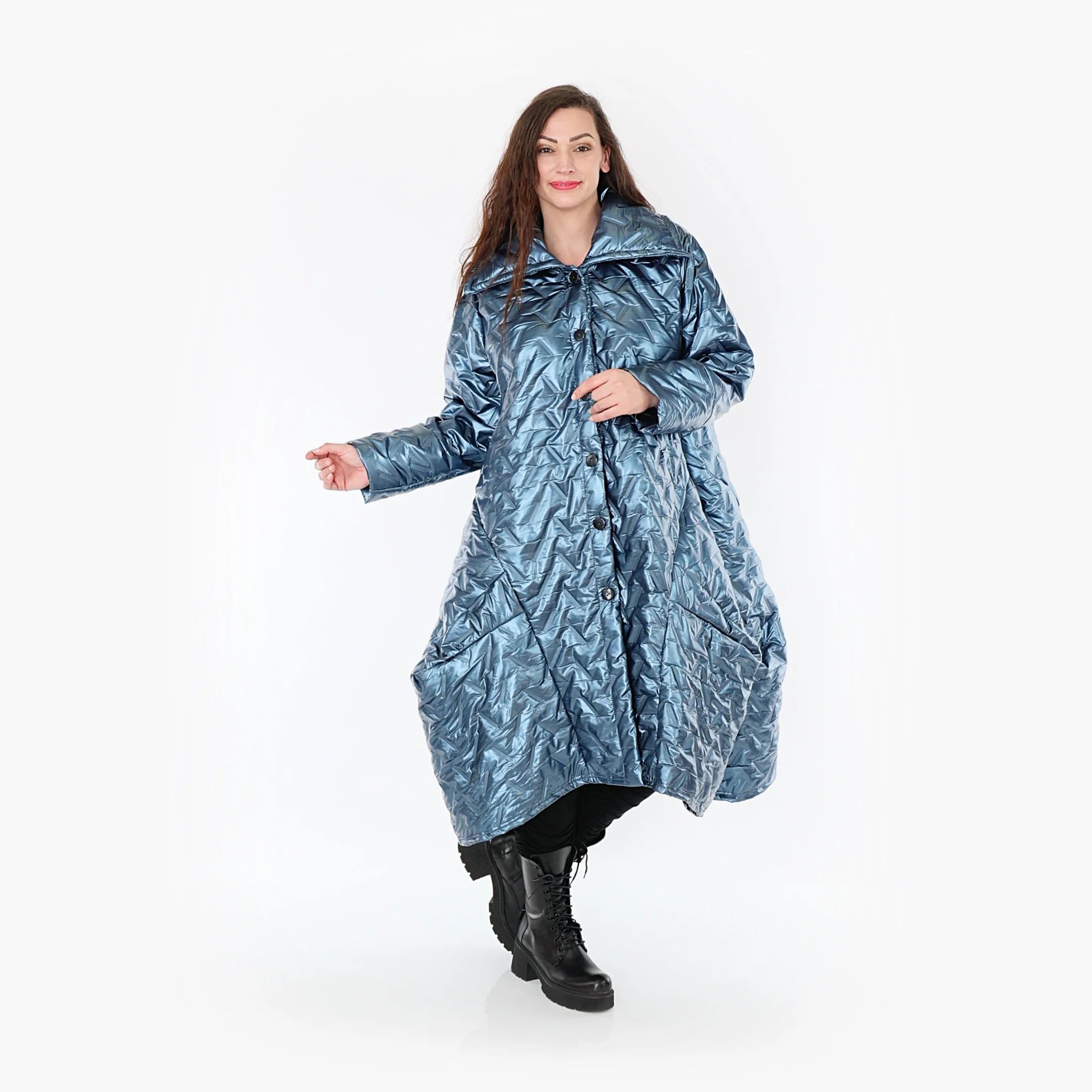  Ballonmantel von AKH Fashion aus Polyester, 1387.03023, Eisblau, Grafik, Schick, Modern
