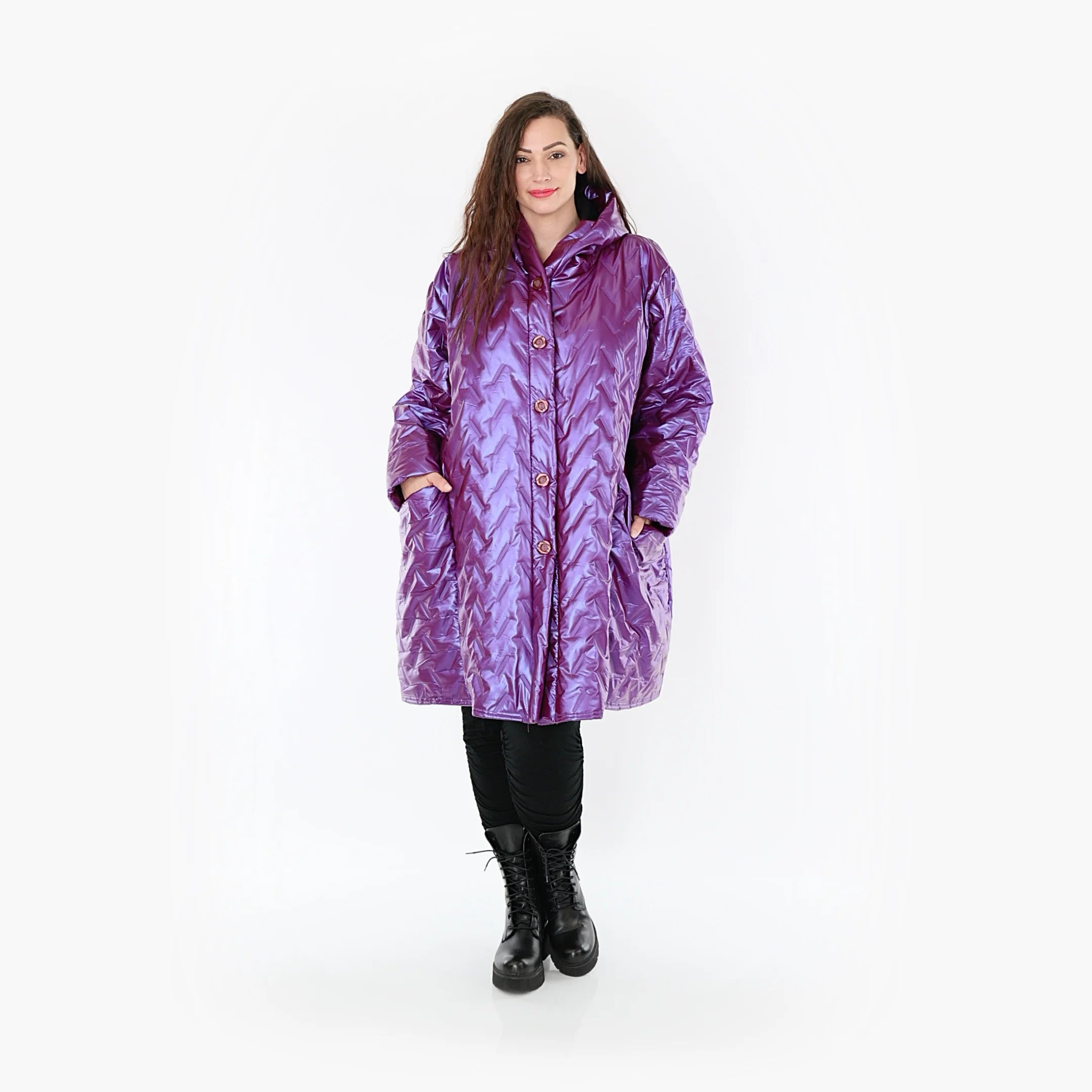  Ballonjacke von AKH Fashion aus Polyester, 1387.06660, Fuchsia, Grafik, Schick, Modern