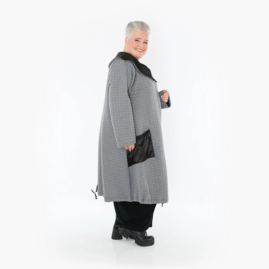  A-Form Mantel von AKH Fashion aus Materialmix, 1393.07004, Grau-Schwarz, Schick, Modern