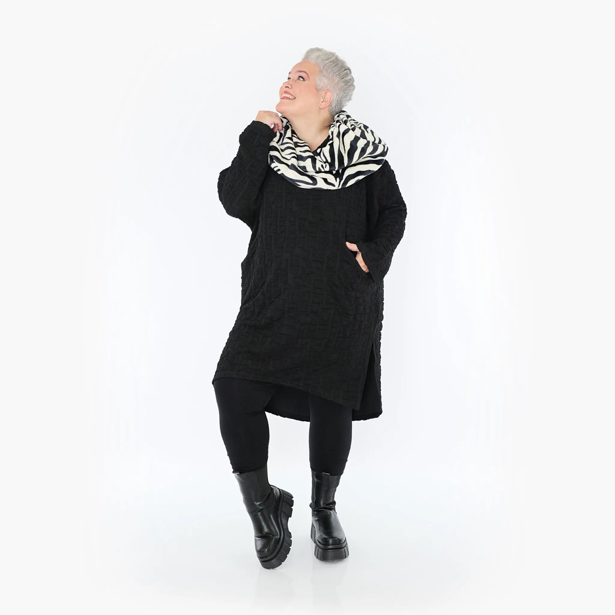  Schal von AKH Fashion aus Polyester, 1401.08011, Ecru-Schwarz, Zebra, Schick, Modern