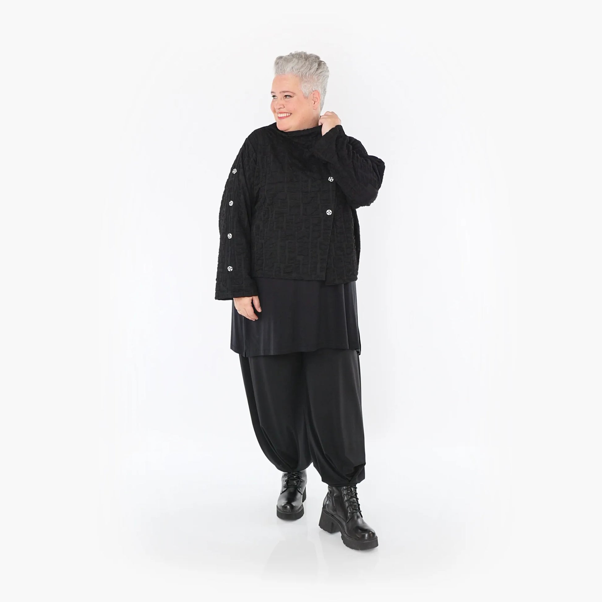  AKH Fashion Jacke in kastiger Form, aus Viskose, 1405.07006, Schwarz, Schick, Modern