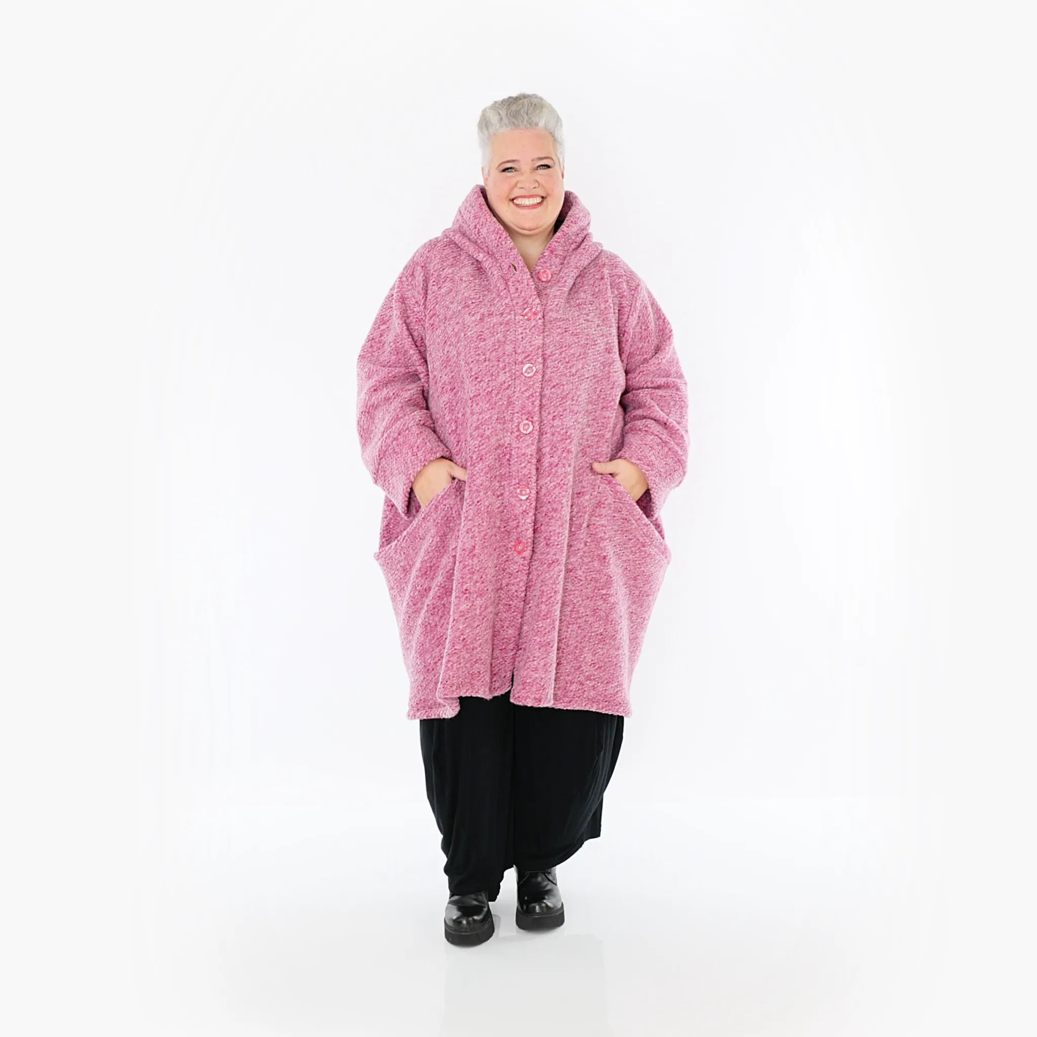  Ballonjacke von AKH Fashion aus Materialmix, 1408.06690, Rosa, Meliert, Schick, Modern