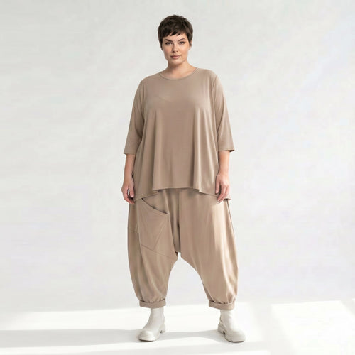 Oversize Damen Shirt, AKH Fashion, Materialmix, Glocken-Form, Lagenlook Mode, große Größen - SEELENlook
