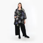  A-Form Jacke von AKH Fashion aus Viskose, 1491.07090, Schwarz/Blau/Multi, Blumen, Schick