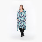  A-Form Bigshirt von AKH Fashion aus Materialmix, 1511.07108, Grün/Weiß/Marine, Abstrakt