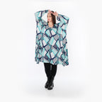  A-Form Bigshirt von AKH Fashion aus Materialmix, 1511.07108, Grün/Weiß/Marine, Abstrakt