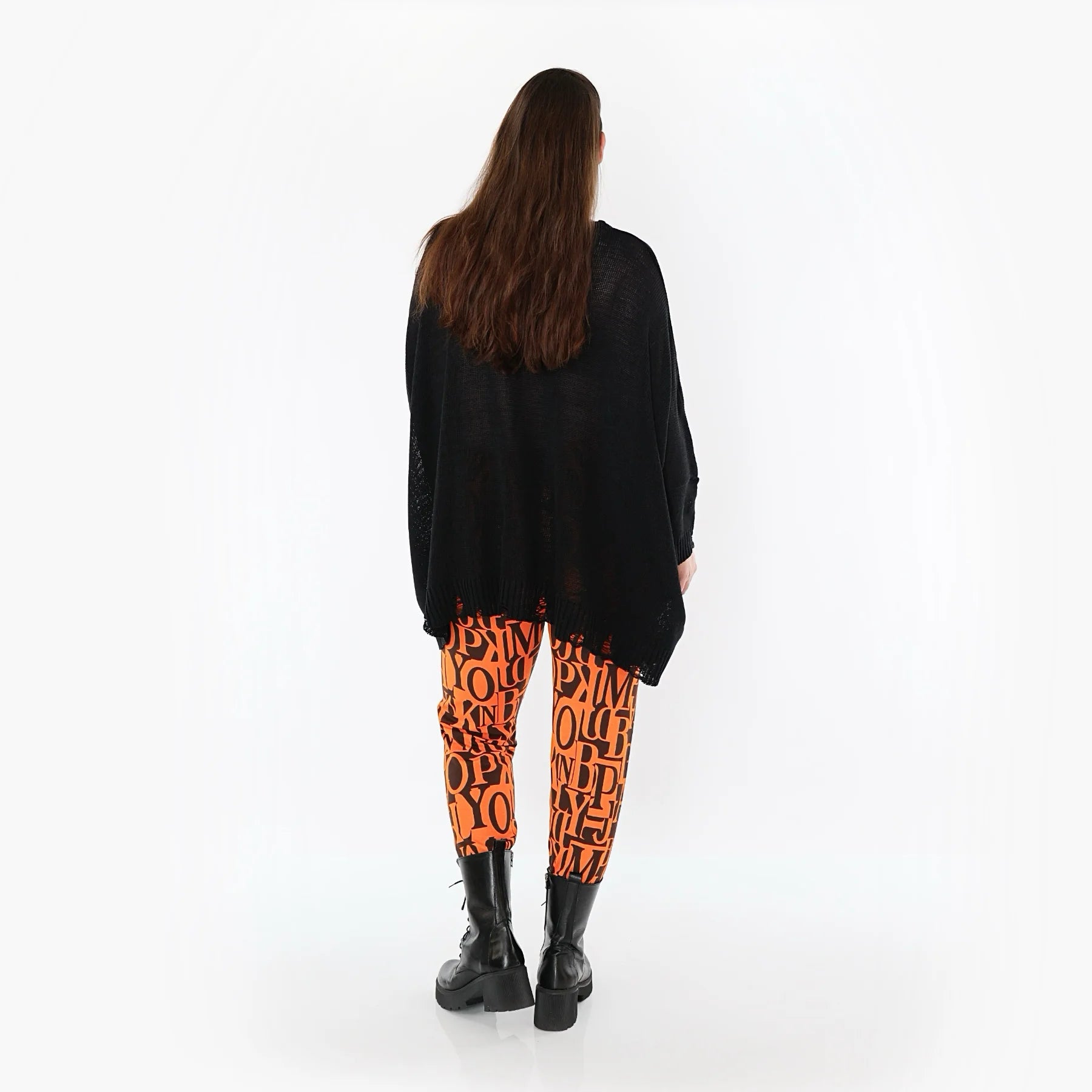  AKH Fashion Leggings in gerader Form, aus Viskose, 150100P, Orange/Braun, Buchstaben