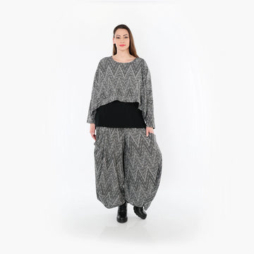 Ballonhose von AKH Fashion aus Materialmix, 1526.08069, Grau/Schwarz/Weiß, Vichy-Streifen