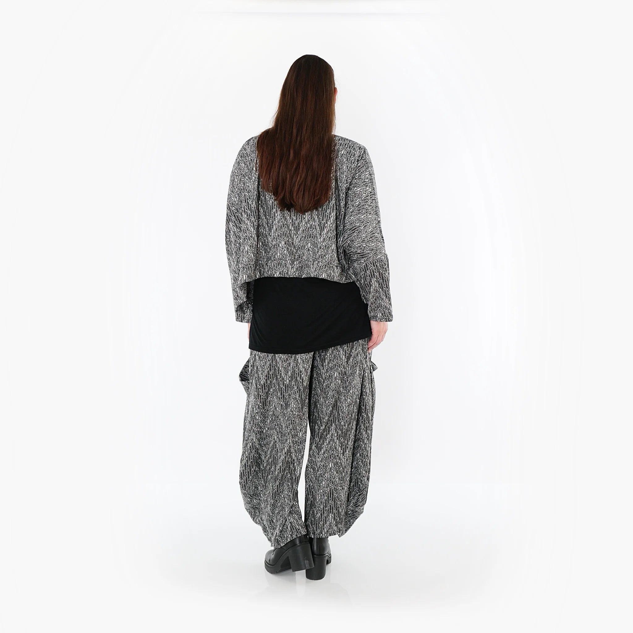 Ballonhose von AKH Fashion aus Materialmix, 1526.08069, Grau/Schwarz/Weiß, Vichy-Streifen
