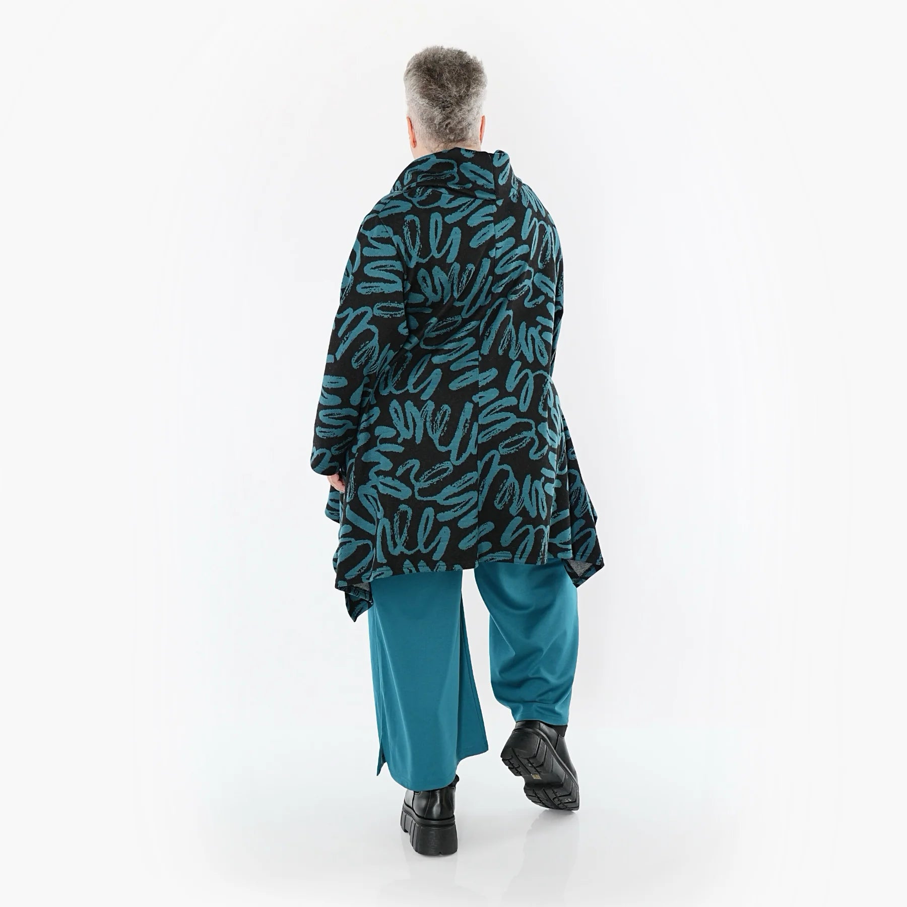 A-Form Shirt von AKH Fashion aus Materialmix, 1529.03371, Schwarz/Petrol, Kringel, Schick
