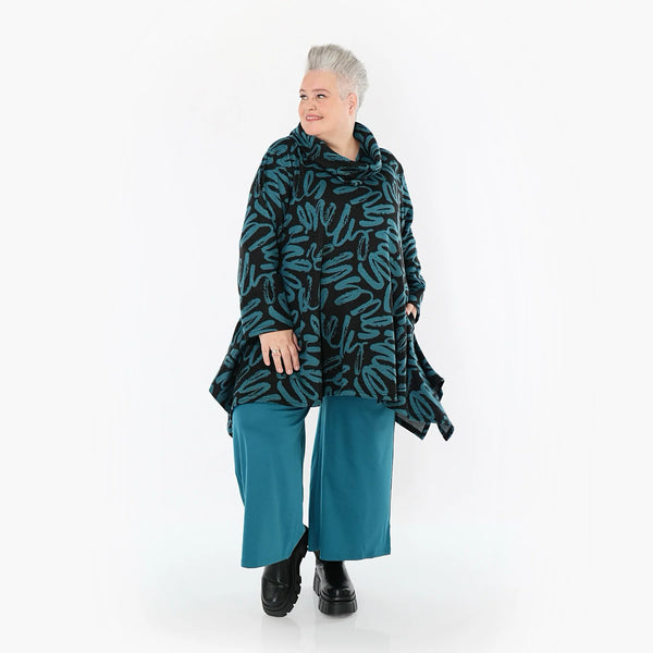 A-Form Shirt von AKH Fashion aus Materialmix, 1529.03371, Schwarz/Petrol, Kringel, Schick