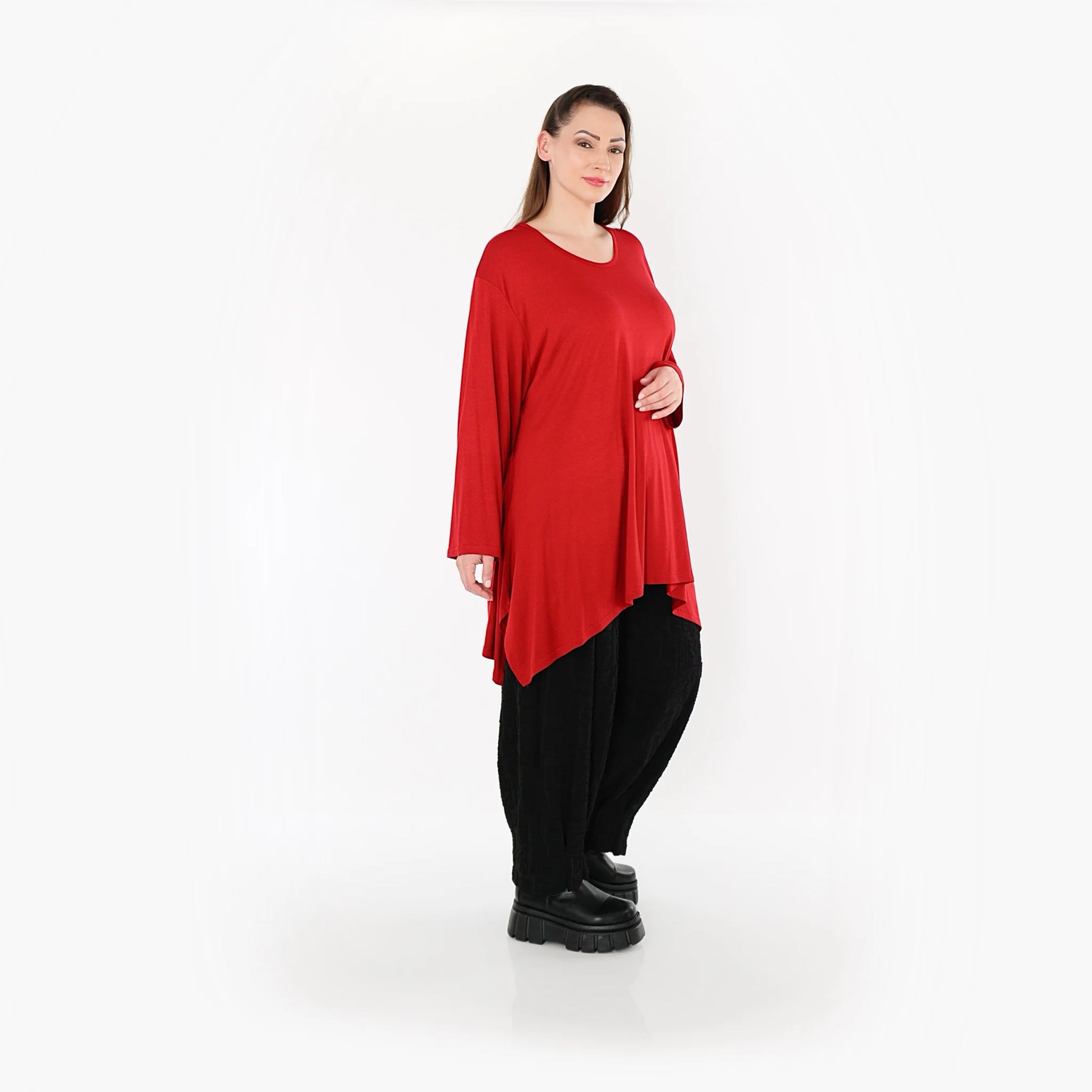  A-Form Bigshirt von AKH Fashion aus Viskose, 1531.01019, Dunkelrot, Ausgefallen, Zeitlos