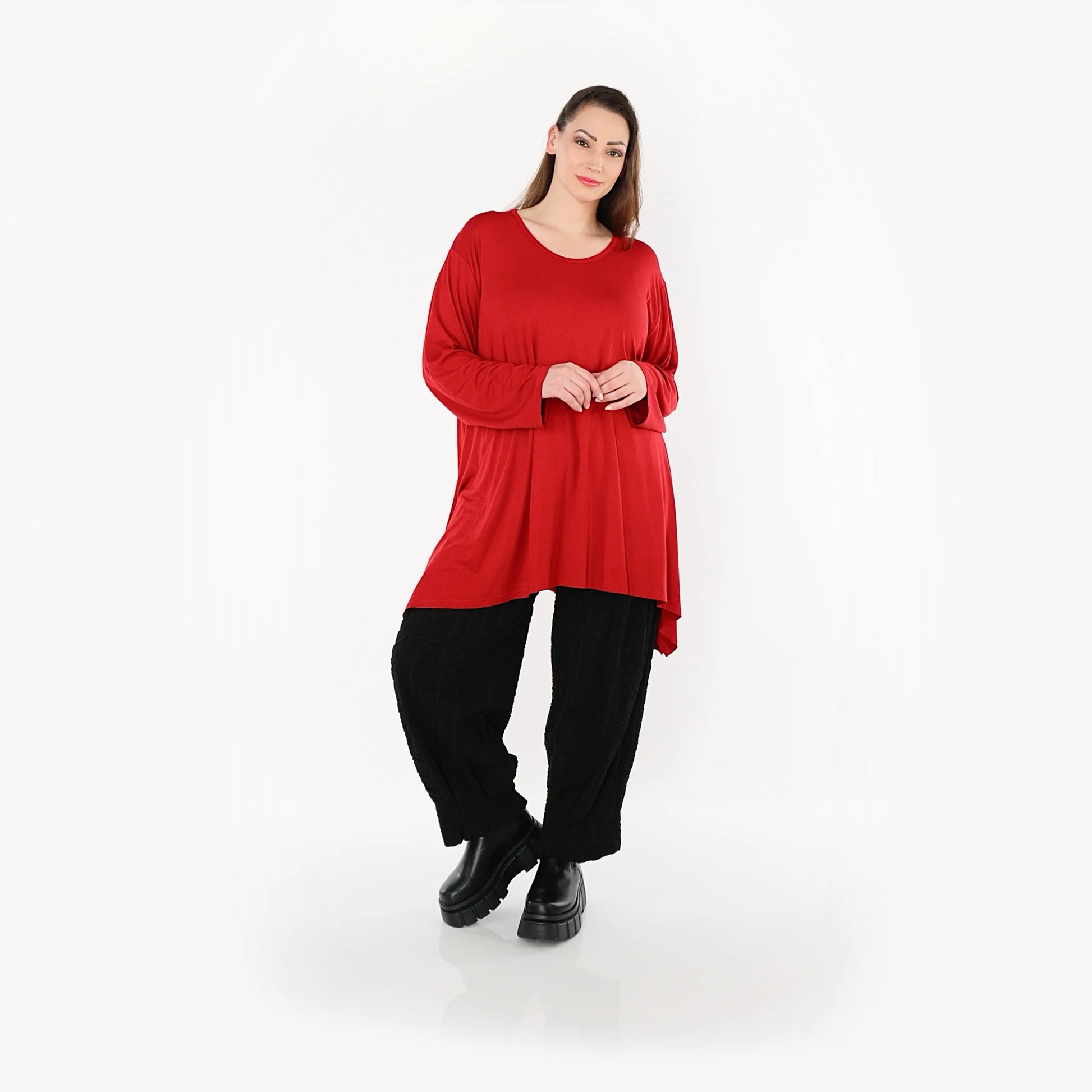  A-Form Bigshirt von AKH Fashion aus Viskose, 1531.01019, Dunkelrot, Ausgefallen, Zeitlos