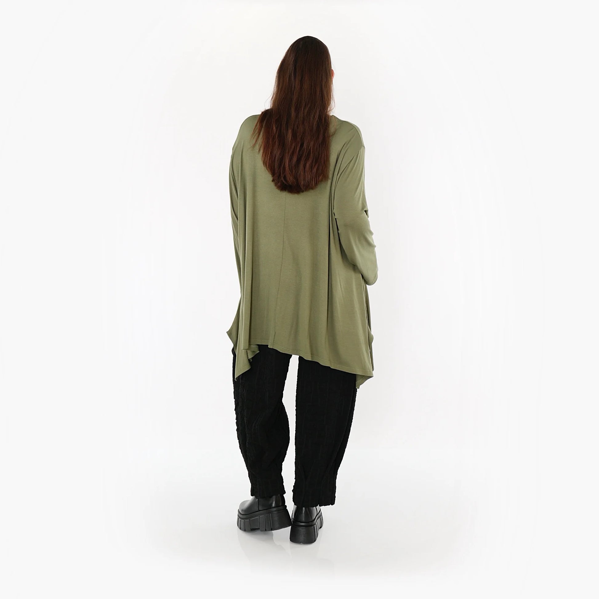  A-Form Bigshirt von AKH Fashion aus Viskose, 1531.01019, Olive, Ausgefallen, Zeitlos, Schick