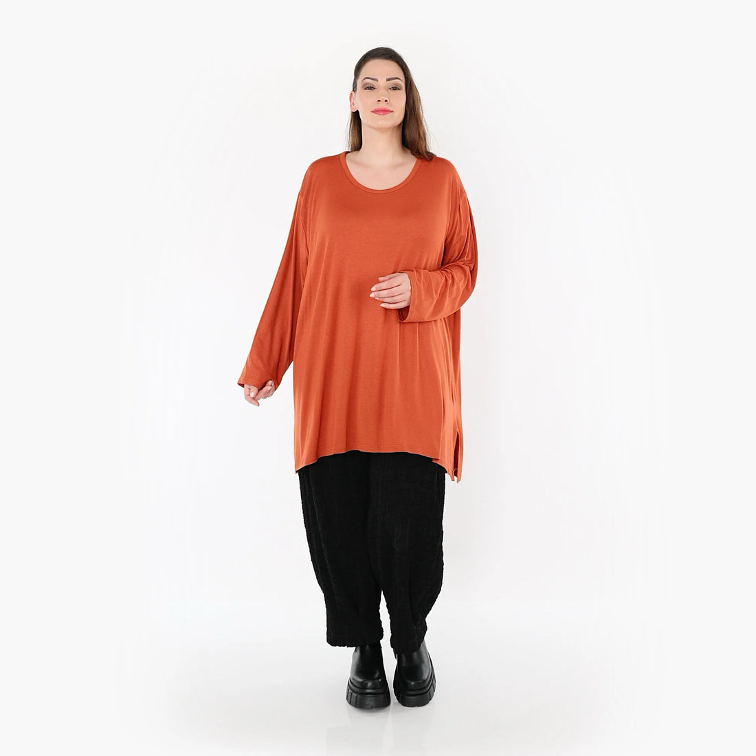  AKH Fashion Bigshirt in gerader Form, aus Viskose, 1531.07054, Rost, Ausgefallen, Zeitlos
