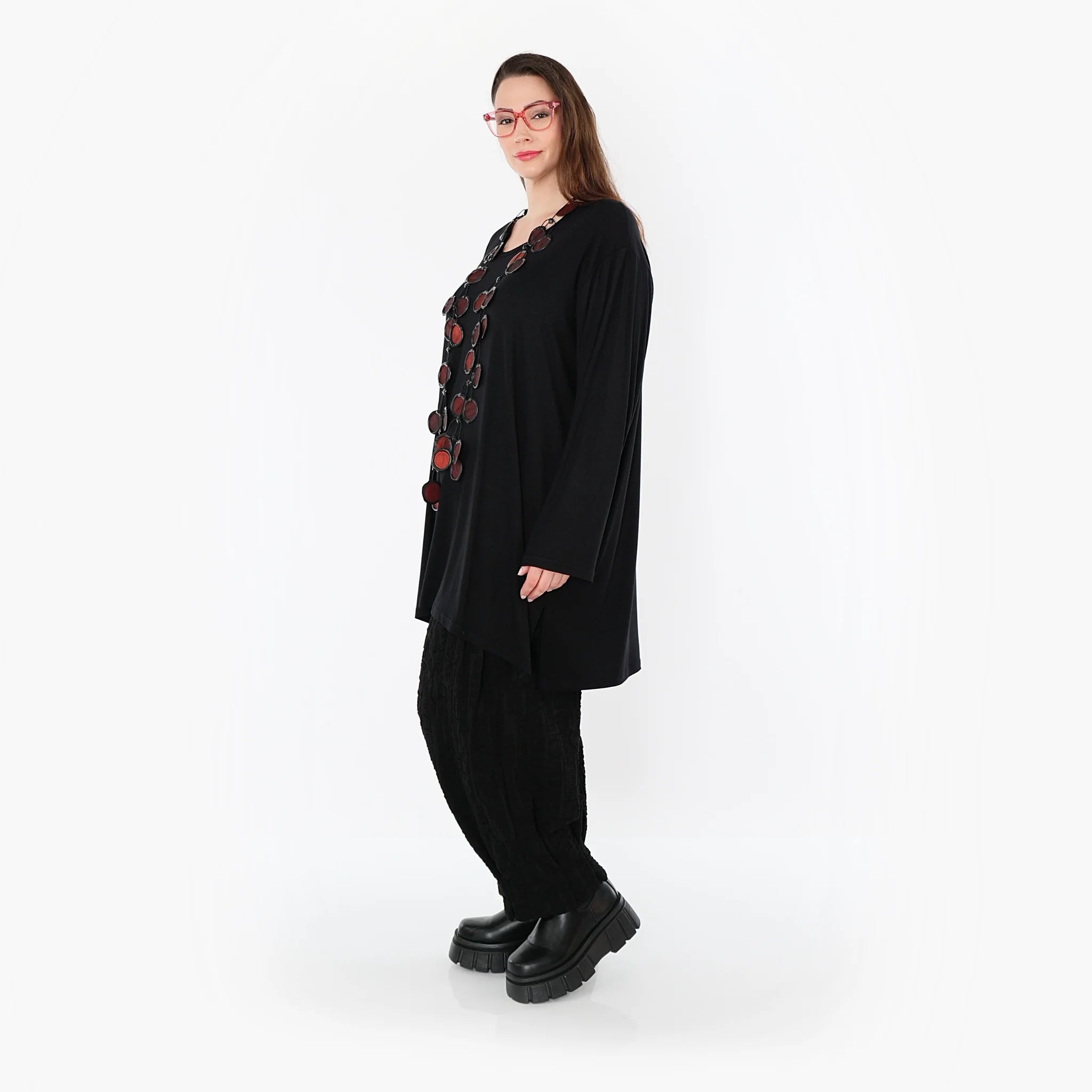 AKH Fashion Bigshirt in gerader Form, aus Viskose, 1531.07054, Schwarz, Ausgefallen, Zeitlos