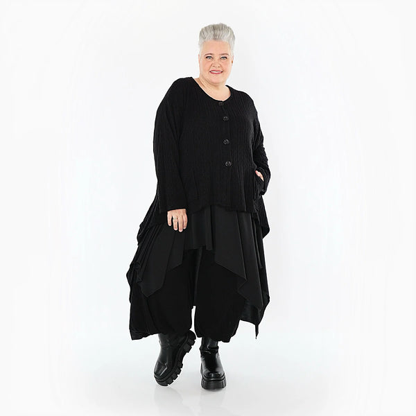 A-Form Jacke von AKH Fashion aus Materialmix, 1532.00118, Schwarz, Wellen, Ausgefallen