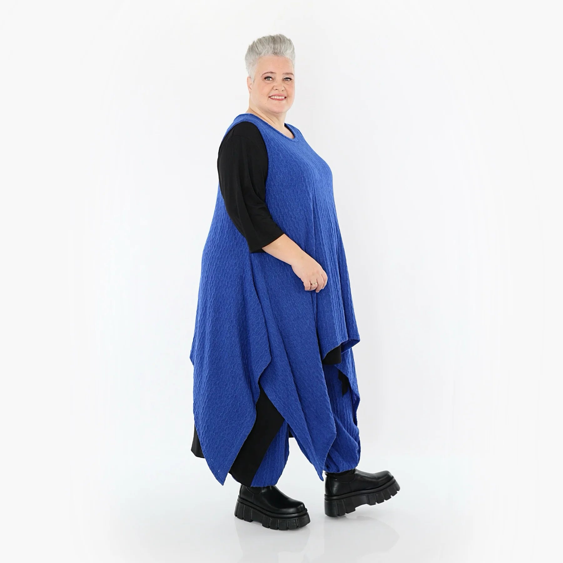  Zipfel Kleid von AKH Fashion aus Materialmix, 1532.03067, Royalblau, Wellen, Ausgefallen