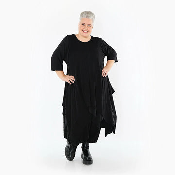  Zipfel Kleid von AKH Fashion aus Materialmix, 1532.03067, Schwarz, Wellen, Ausgefallen