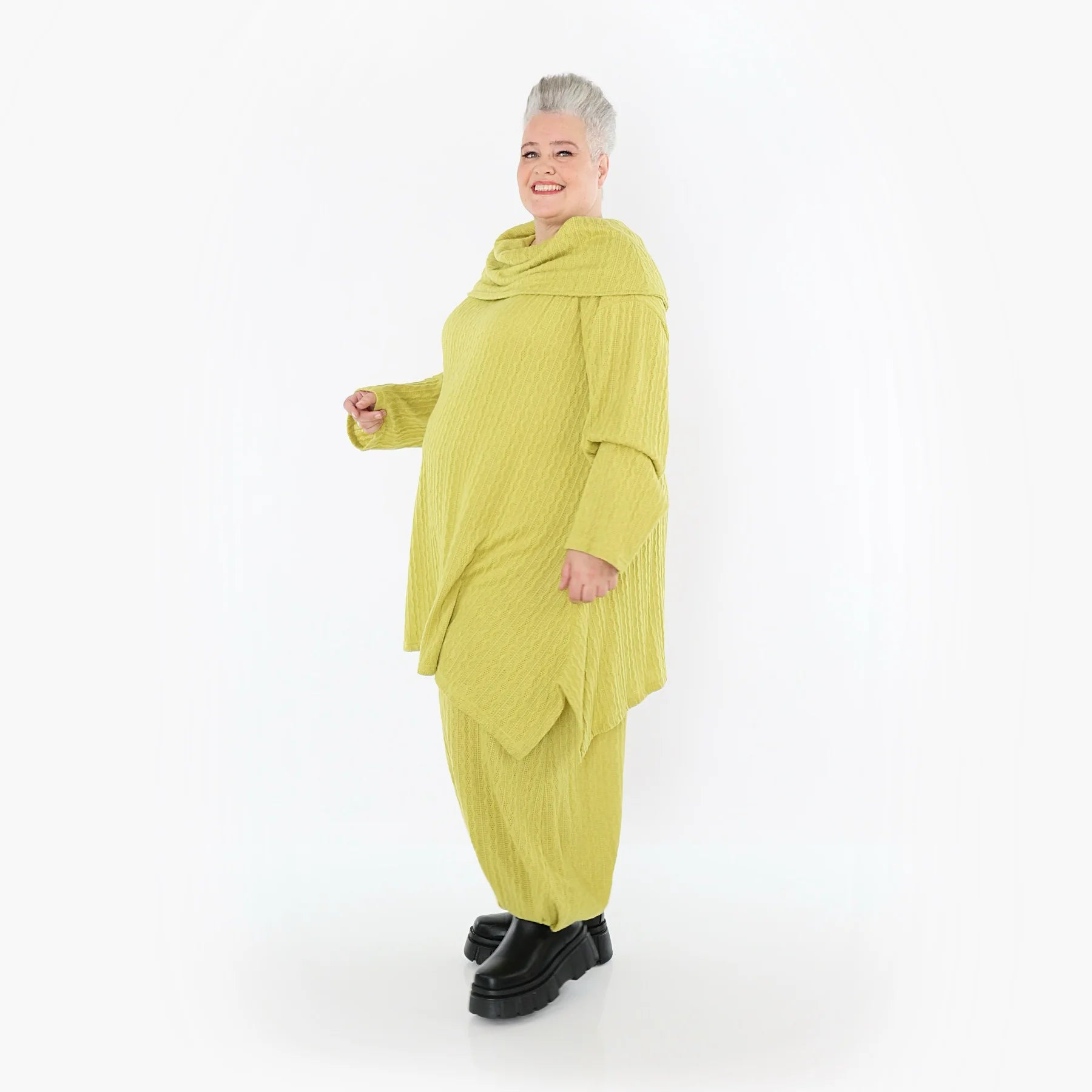  Ballonhose von AKH Fashion aus Materialmix, 1532.05920, Lime, Wellen, Ausgefallen, Zeitlos