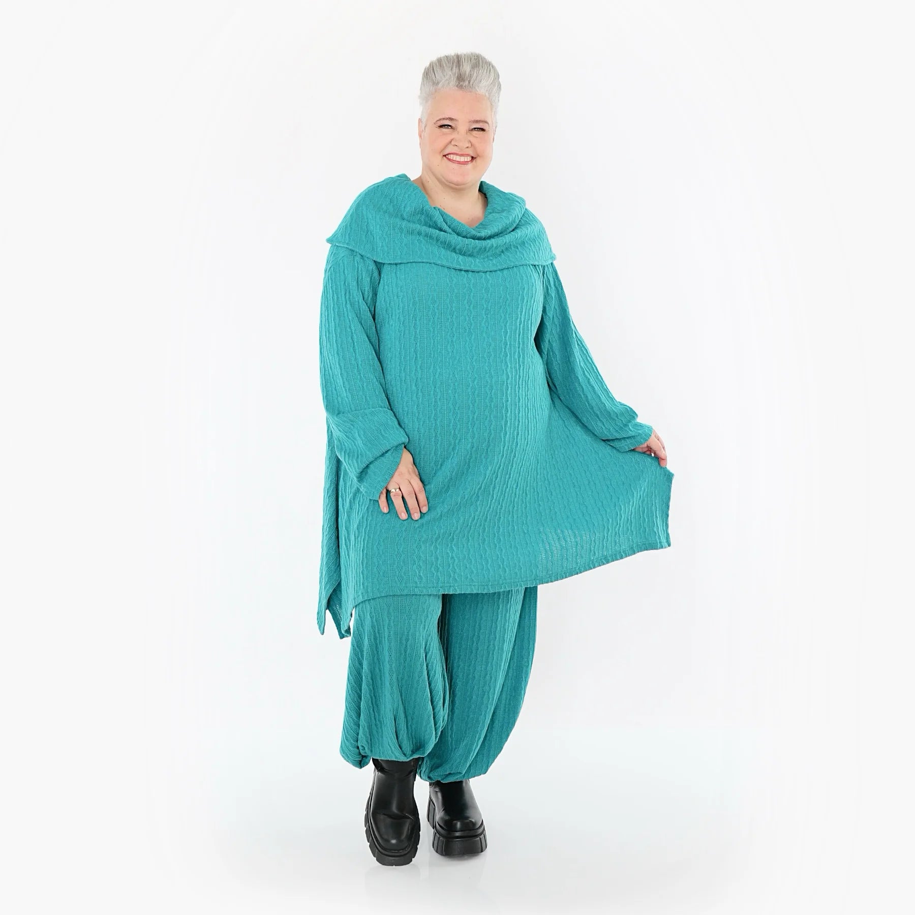  Ballonhose von AKH Fashion aus Materialmix, 1532.05920, PetrolBlau, Wellen, Ausgefallen