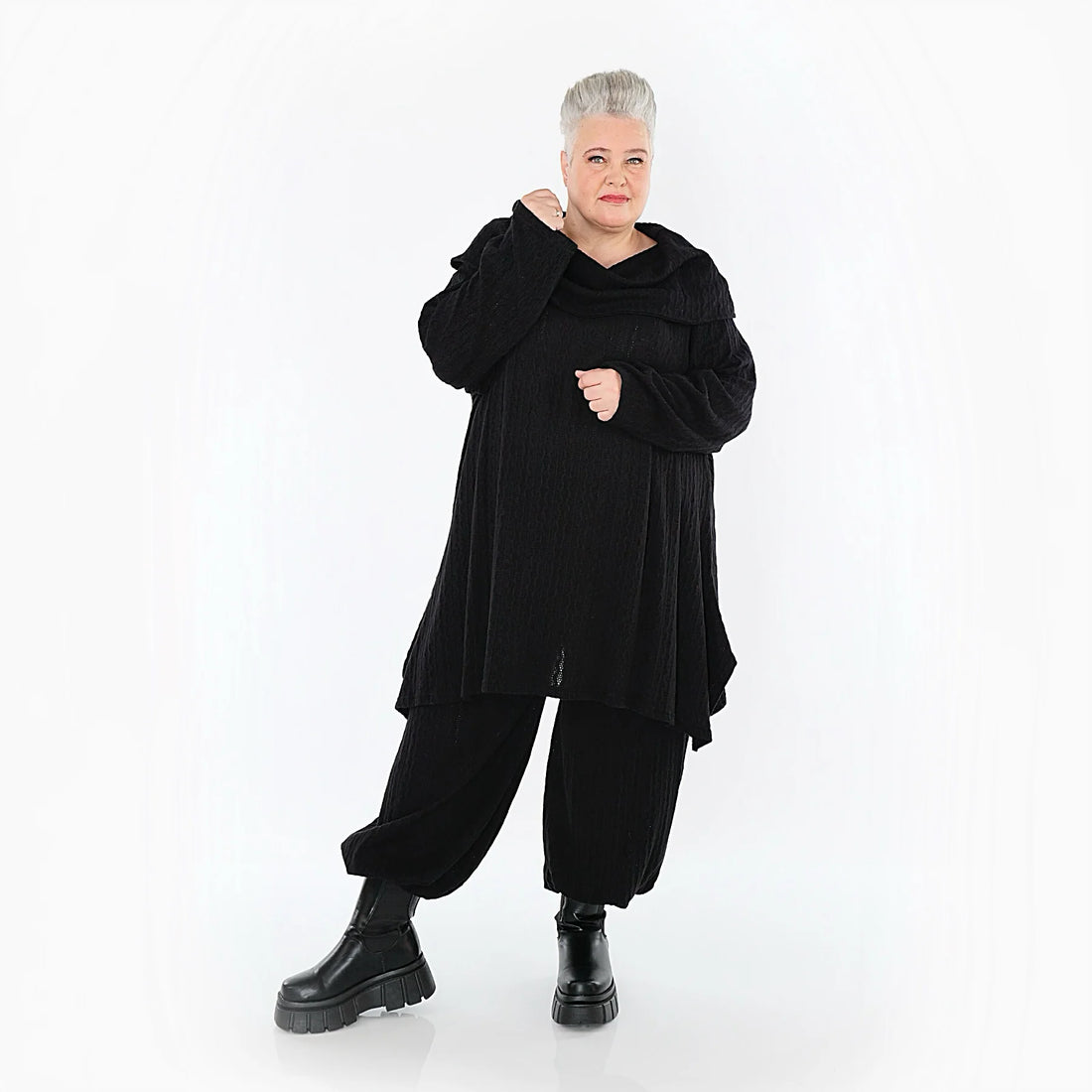  Ballonhose von AKH Fashion aus Materialmix, 1532.05920, Schwarz, Wellen, Ausgefallen