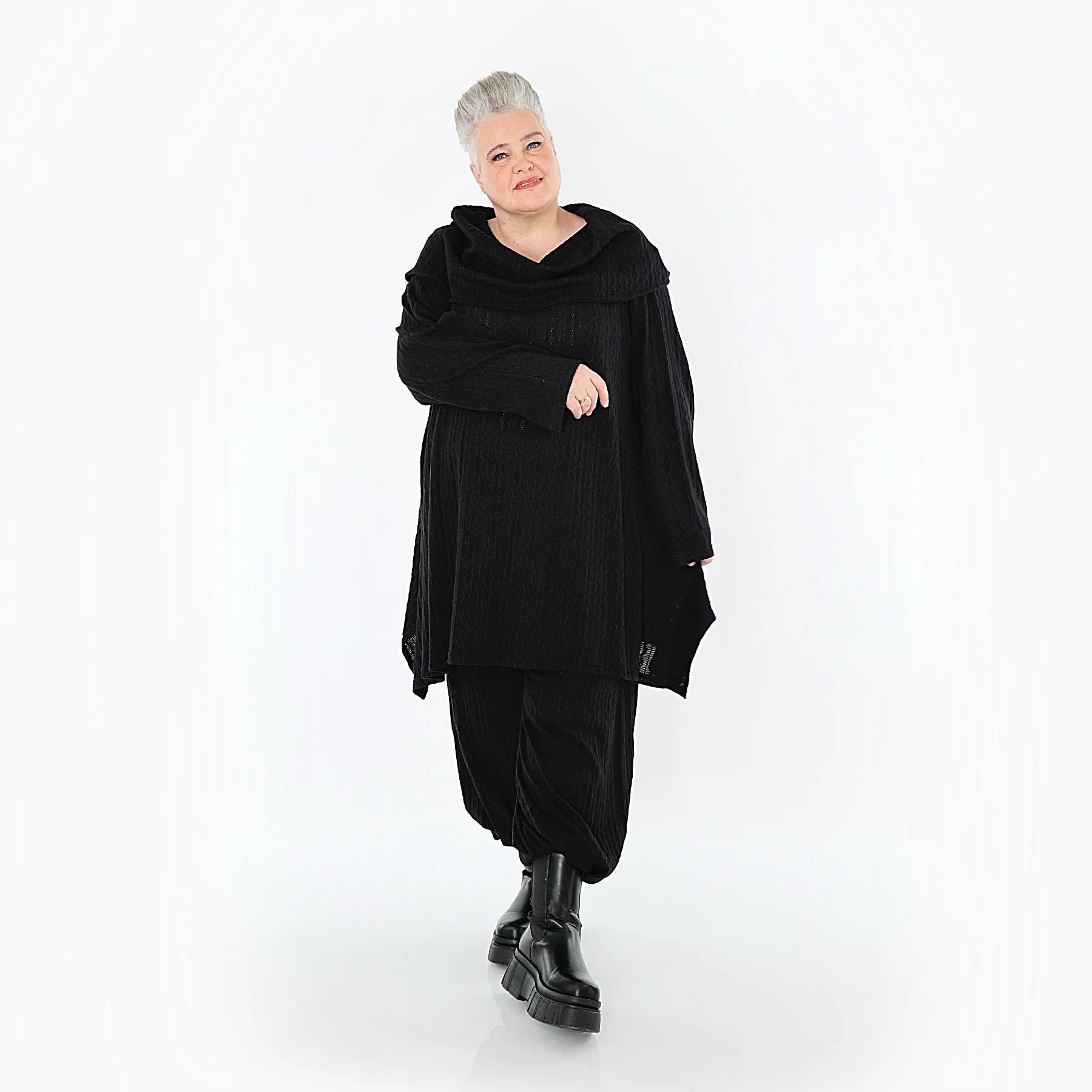  Ballonhose von AKH Fashion aus Materialmix, 1532.05920, Schwarz, Wellen, Ausgefallen