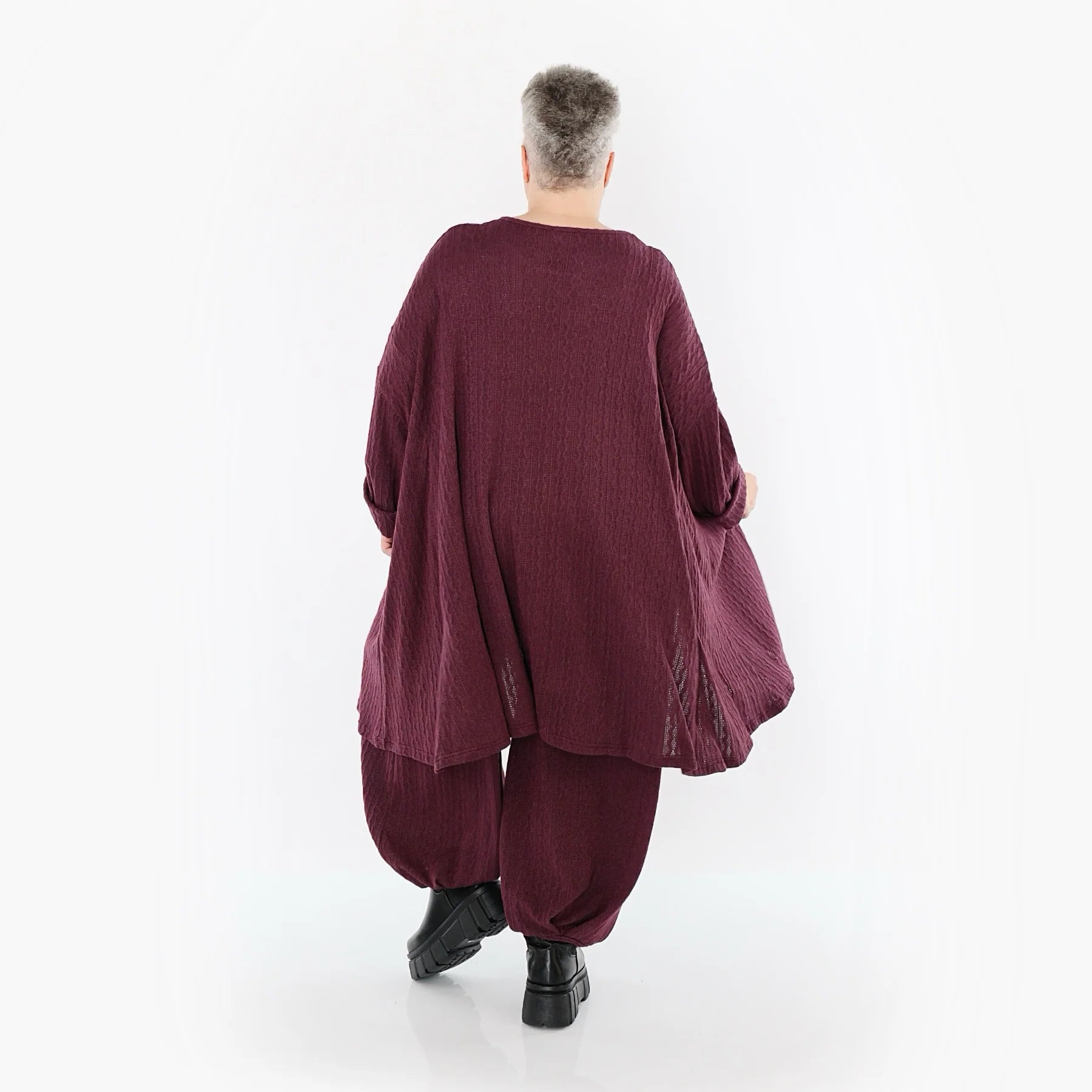 A-Form Bigshirt von AKH Fashion aus Materialmix, 1532.07014, Burgundy, Wellen, Ausgefallen