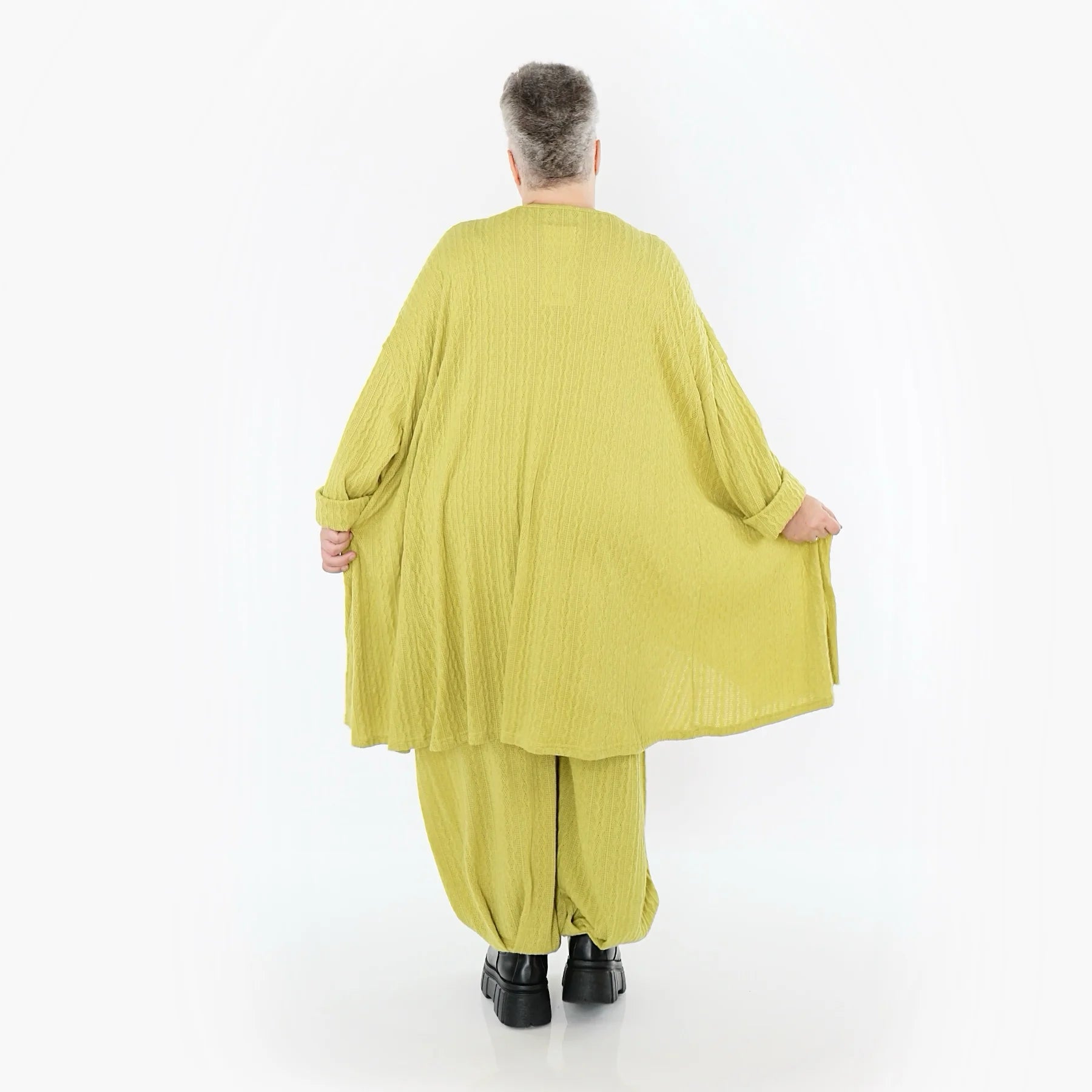 A-Form Bigshirt von AKH Fashion aus Materialmix, 1532.07014, Lime, Wellen, Ausgefallen