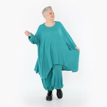  A-Form Bigshirt von AKH Fashion aus Materialmix, 1532.07014, PetrolBlau, Wellen, Ausgefallen