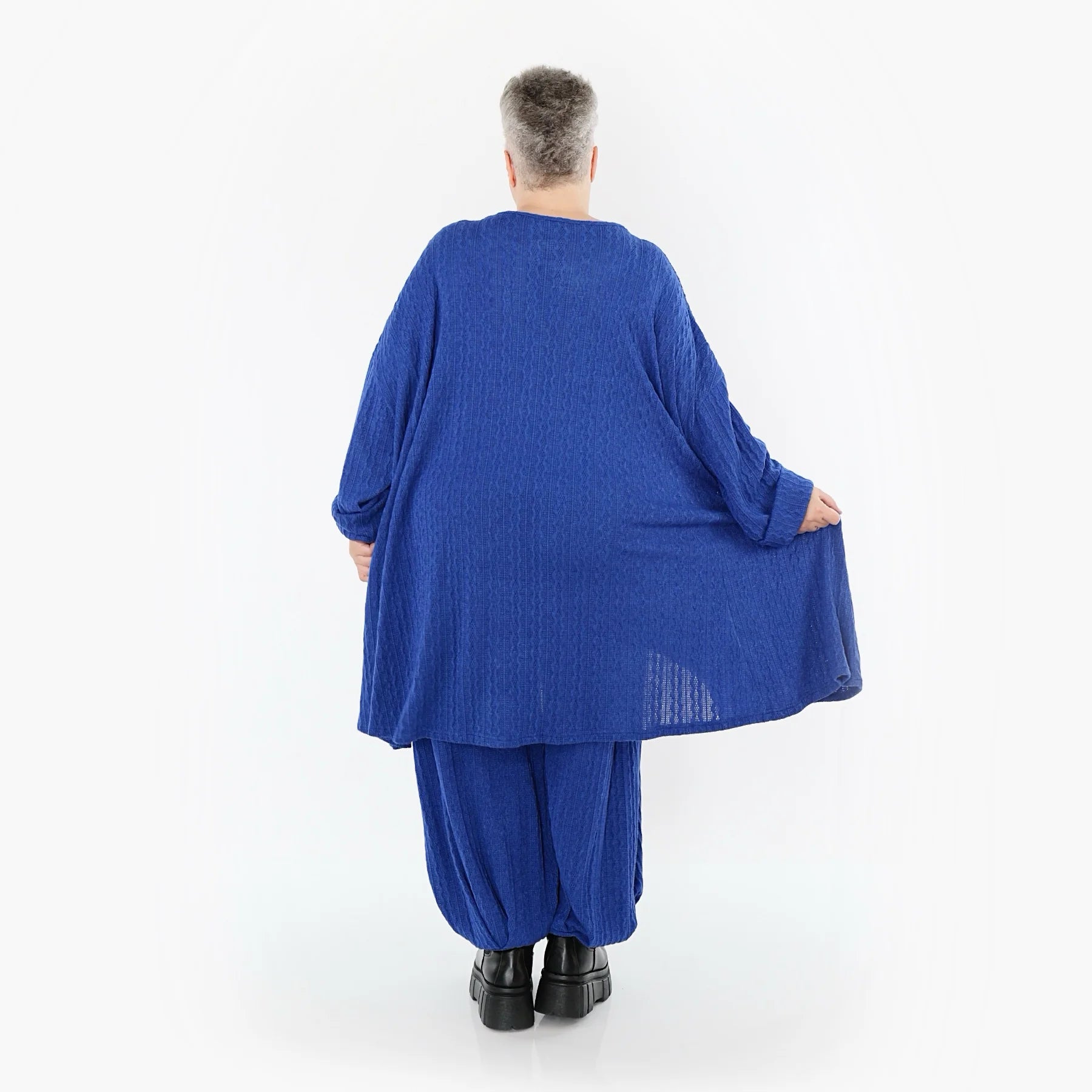  A-Form Bigshirt von AKH Fashion aus Materialmix, 1532.07014, Royalblau, Wellen, Ausgefallen