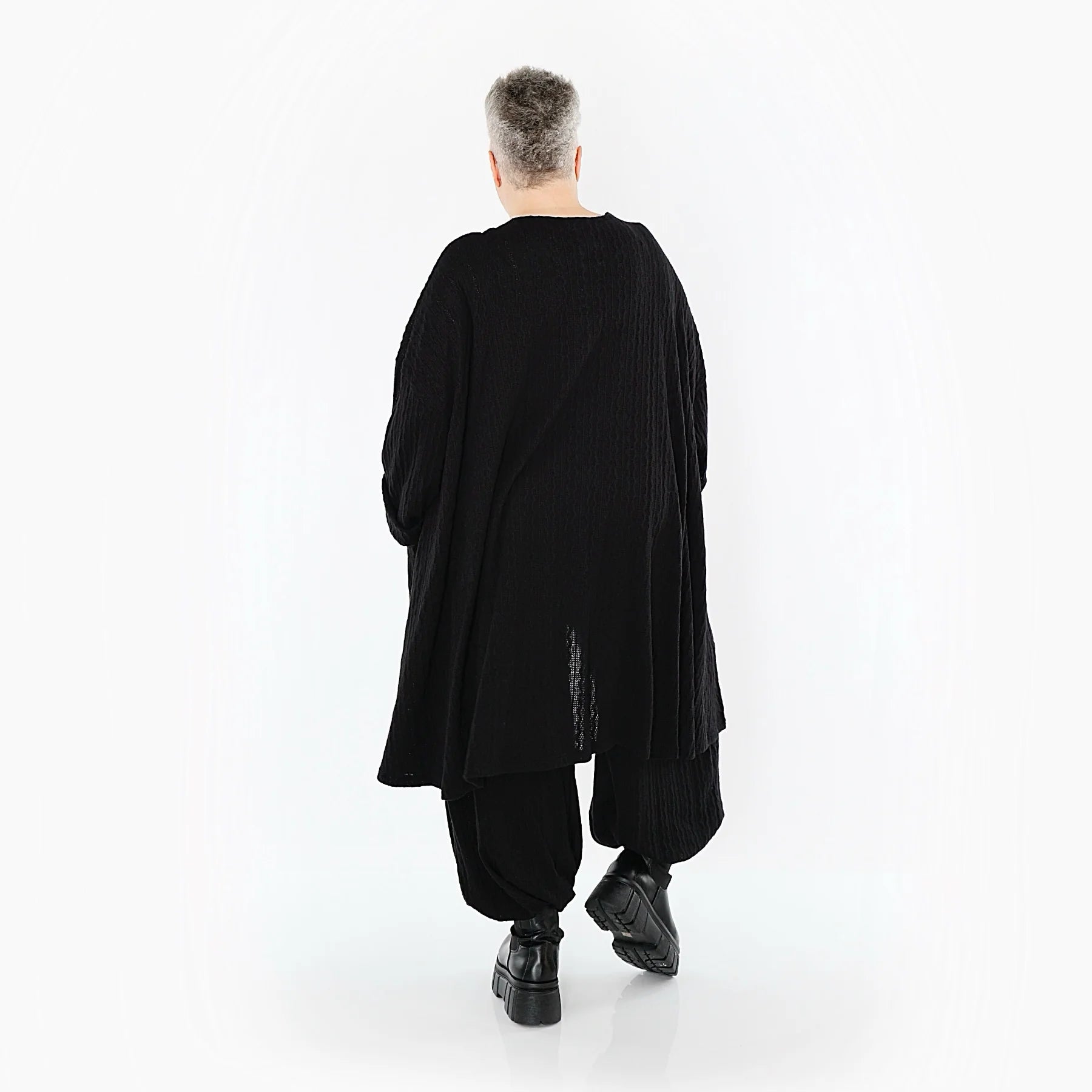 A-Form Bigshirt von AKH Fashion aus Materialmix, 1532.07014, Schwarz, Wellen, Ausgefallen