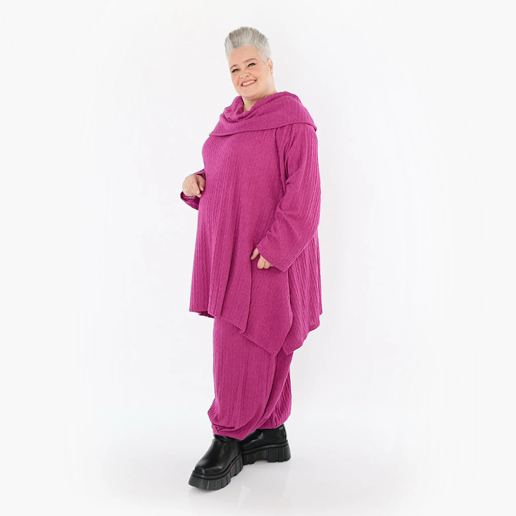 A-Form Bigshirt von AKH Fashion aus Materialmix, 1532.07145, Fuchsia, Wellen, Ausgefallen